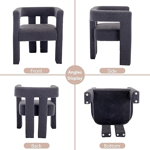 Miniatura 7 de Boucle - Juego de 2 sillas decorativas, modernas sillas de comedor de barril, sillón de sherpa, cómoda silla auxiliar tapizada para sala de estar,