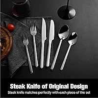 Vista 3 de KINGSTONE Juego de cubiertos de 48 piezas con cuchillos para carne, juego de cubiertos para 8, juego de cubiertos de acero inoxidable para mesa