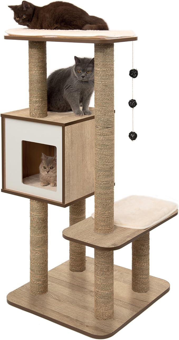 Vesper Cat Tree, High Base, Oak, 52063, 56 x 56 x 81.5 cm