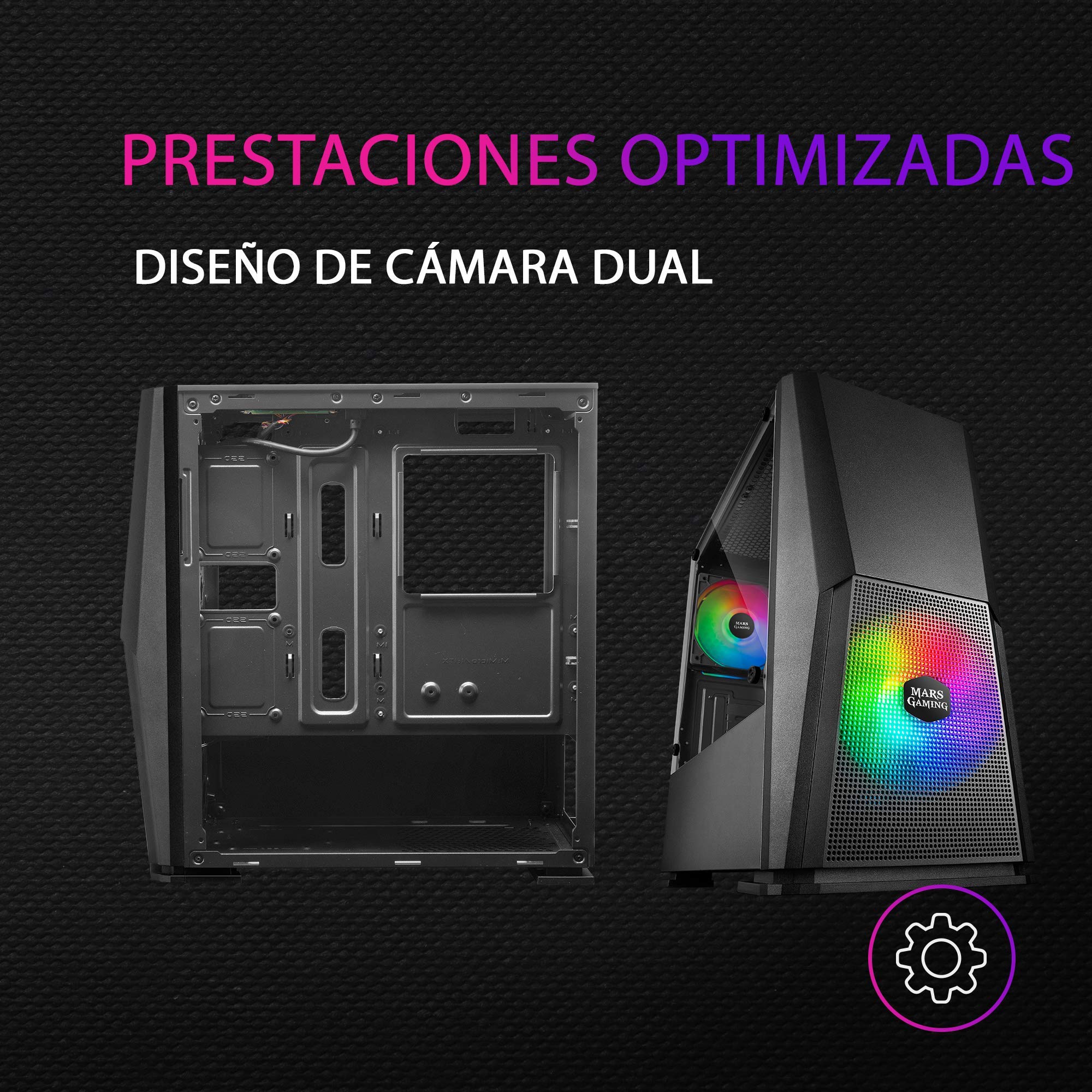 Mars Gaming MC-3TCORELCD Caja Gaming ATX, Pantalla IPS 7,2” Personalizable, Triple Cristal Templado Extraíble, Estructura Doble Cámara Lateral, Soporte de Refrigeración Líquida hasta 360mm, Blanco — view 98