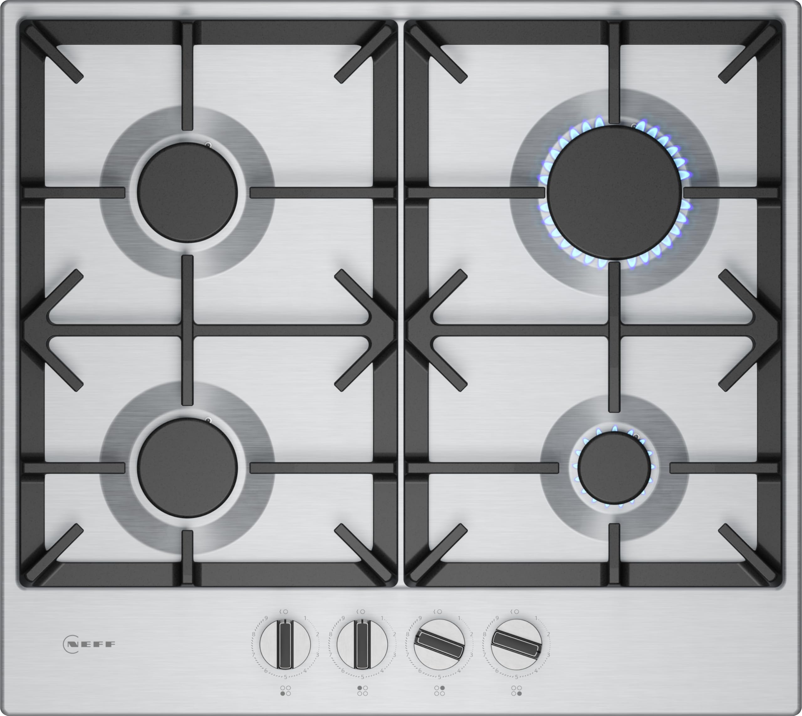 NEFF T26CIP8N0 60cm Gas Hob - Stainless Steel - 4 Burners - Flame Select®