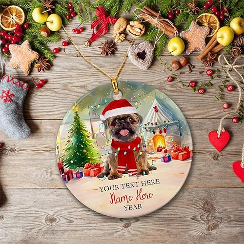 Vista 31 de Rottweiler - Adorno de cerámica personalizado para perro de Papá Noel, nombre y texto personalizados para mascotas, feliz para los amantes