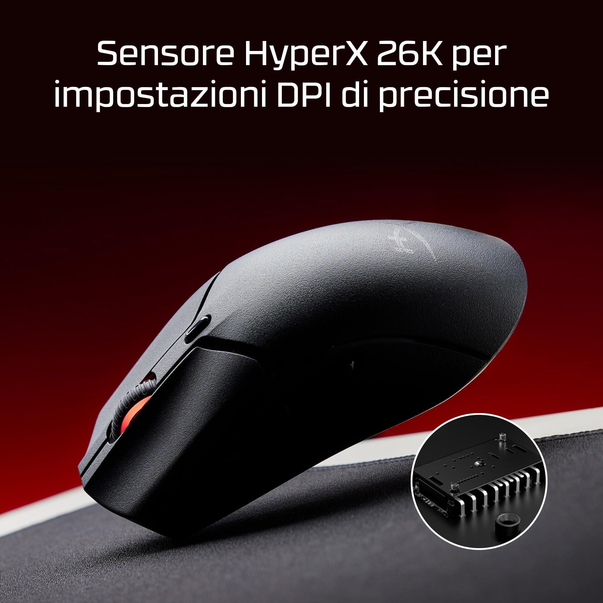 HyperX Pulsefire Haste 2 Mini, Mouse Gaming Senza Filo, Connettività 2,4 GHz, Illuminazione RGB, 6 Tasti Programmabili, 26000 DPI, Resistenza fino a 100 Milioni di Clic, Batteria fino a 100 Ore, Nero