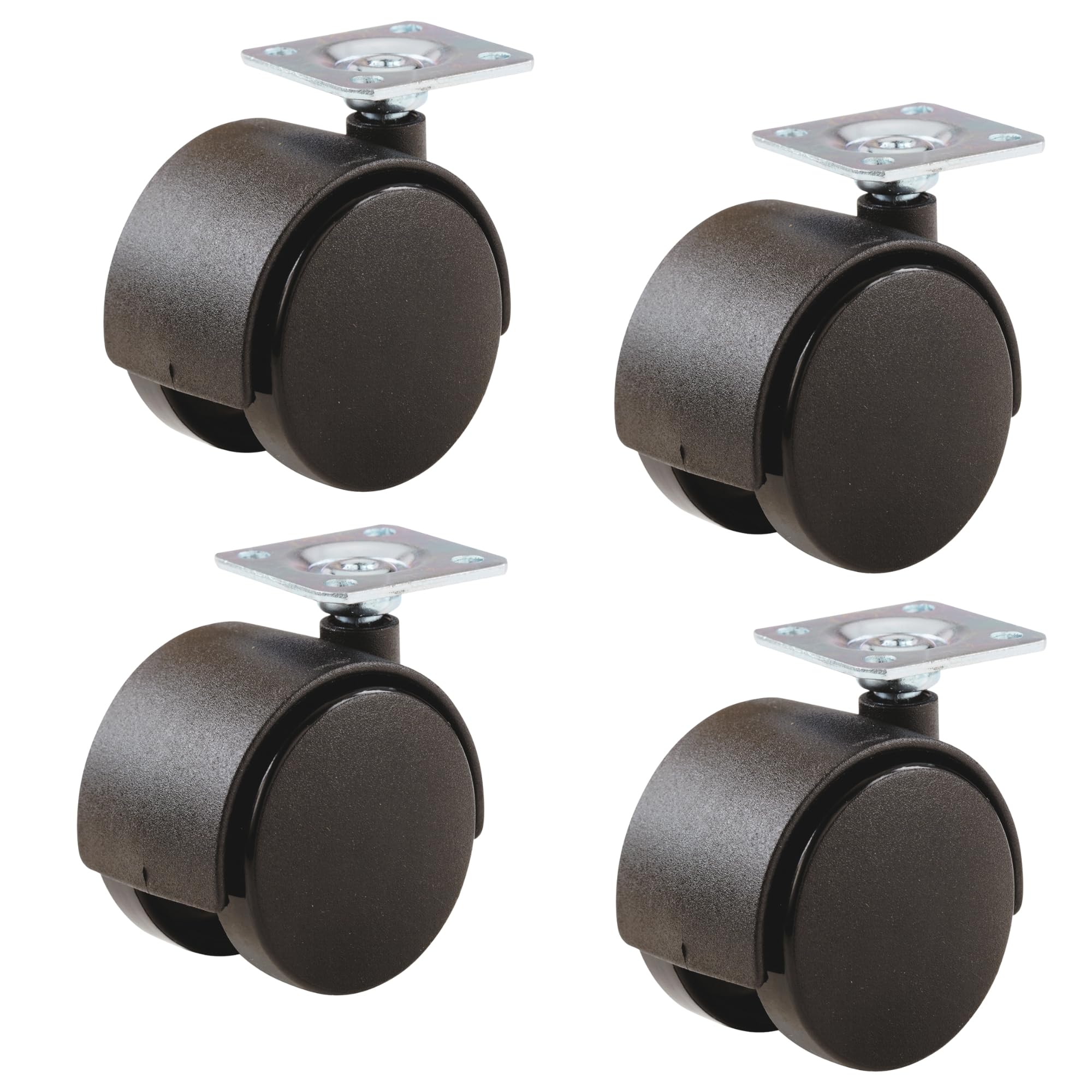 Keypak Hooded Pk 4 Swivel Castor 40mm Wheels, 38x38mm Plate Fixing,