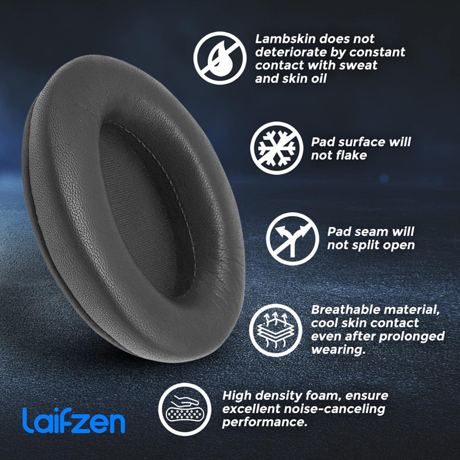 Lambskin XM5 Earpads for Sony WH-1000XM5 Headphones Replacement 1000 XM 5 Real Sheepskin Leather Ear Pads Cushions Earmuffs Cups Covers (Black)