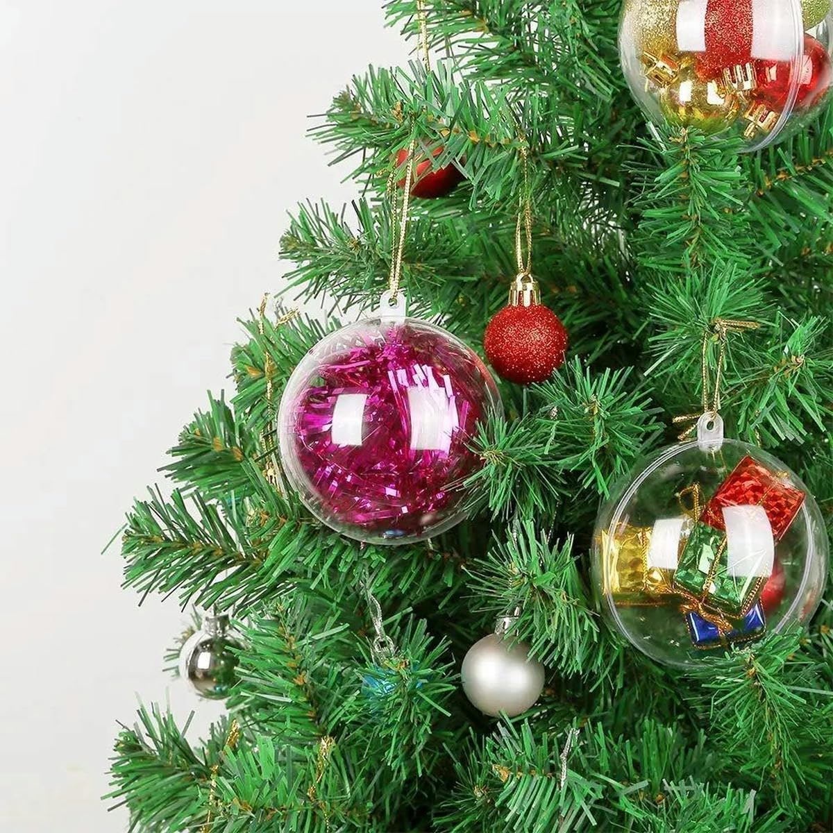 Adornos navideños para el hogar, Bolas Transparentes, Adornos Colgantes para Bodas, Fiestas, Bolas de Navidad, Adornos, 10 Unidades, 12 cm