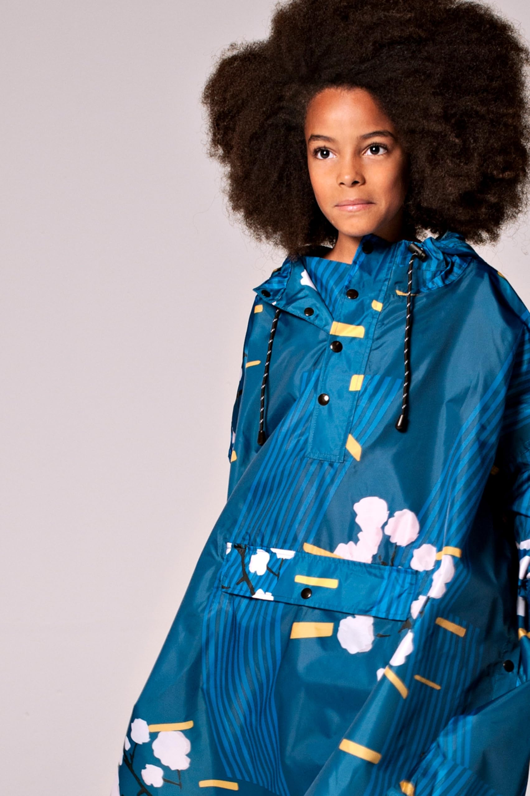 RAIN KISS Rainkiss Japanese Blossom - Poncho antipioggia per bambini, Blu, 6-10 Jahre