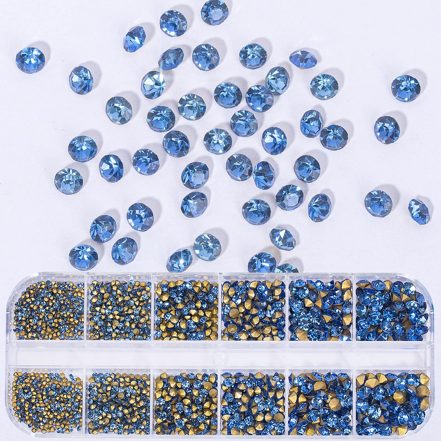 Amazon.co.jp: DZHILHMX 1660個 ブルー ネイルラインストーン ネイル用