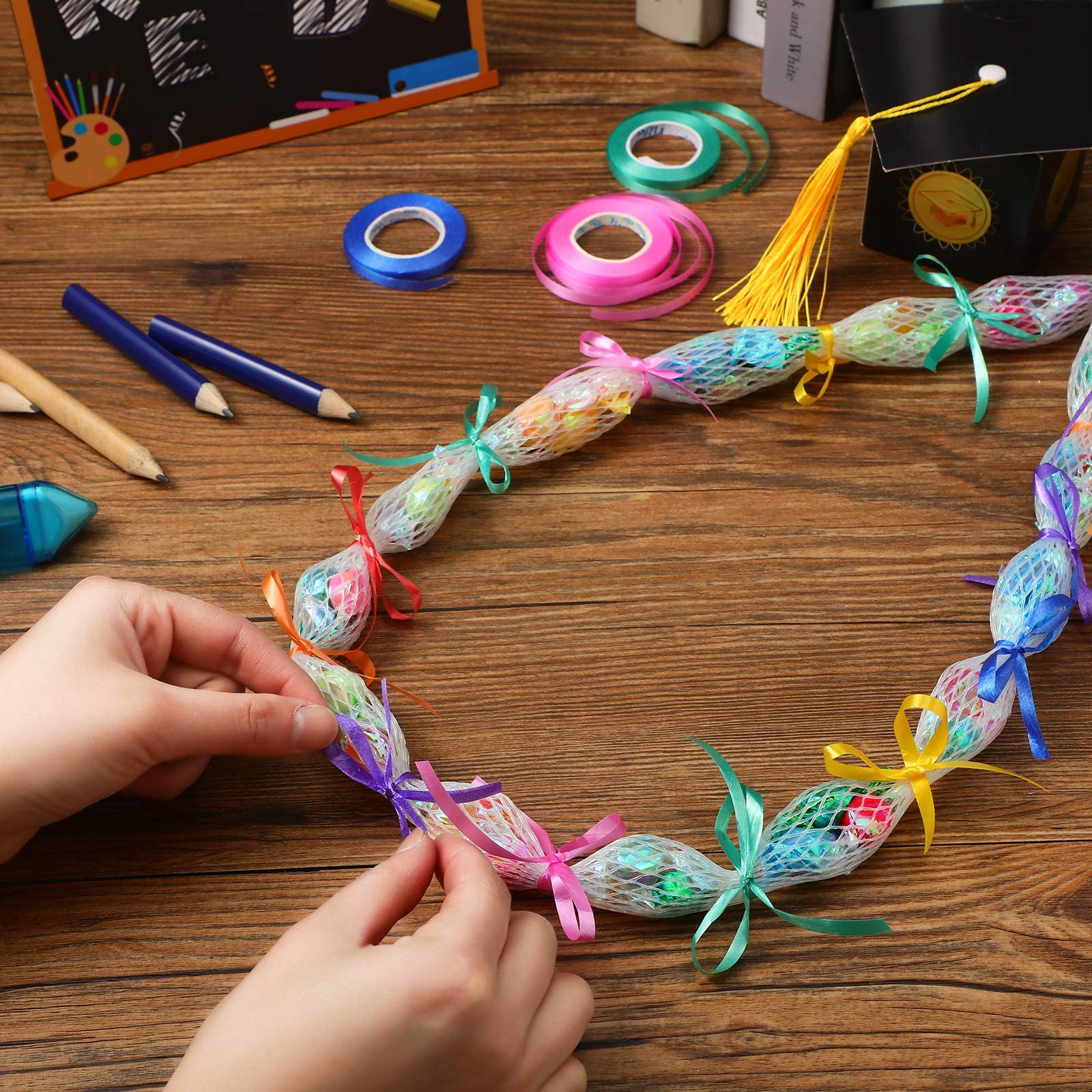 candy lei fish net Amazon.com: Nuenen 65.6ft Graduation Lei Netting Bags Candy Lei Tubing  Making Kit with 7 Rolls Colorful Ribbon for Graduation Gifts Wedding Party  Hawaiian Summer Tropical DIY Gift Wrapping : Arts, Crafts &
