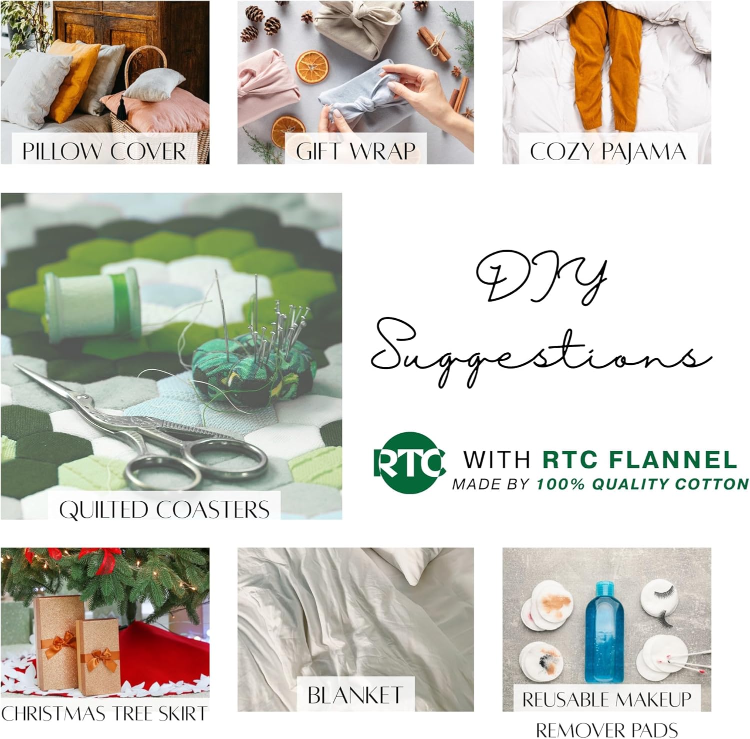 RTC Fabrics 42"/43" 100% Cotton Flannel Crafting Fabric 8 Yards, by The Bolt, Solid Kiwi