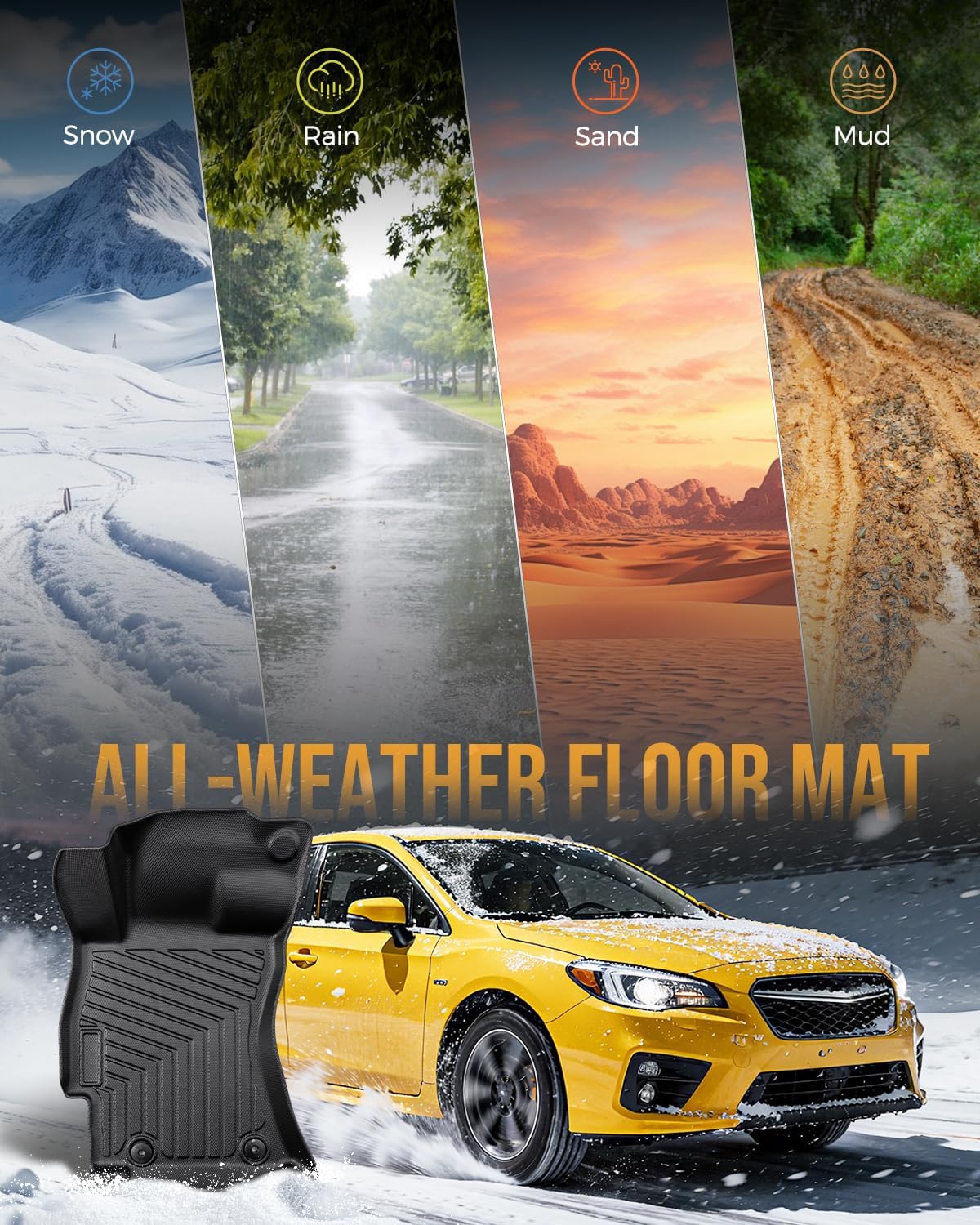 All Weather Guard Floor Mats & Cargo Liner for Subaru Legacy 2015 2016 2017 2018 2019, Non-Slip Waterproof Full Set TPE Front Rear Trunk Mats Custom Fit for Automotive Car Interior Accessories, Black
