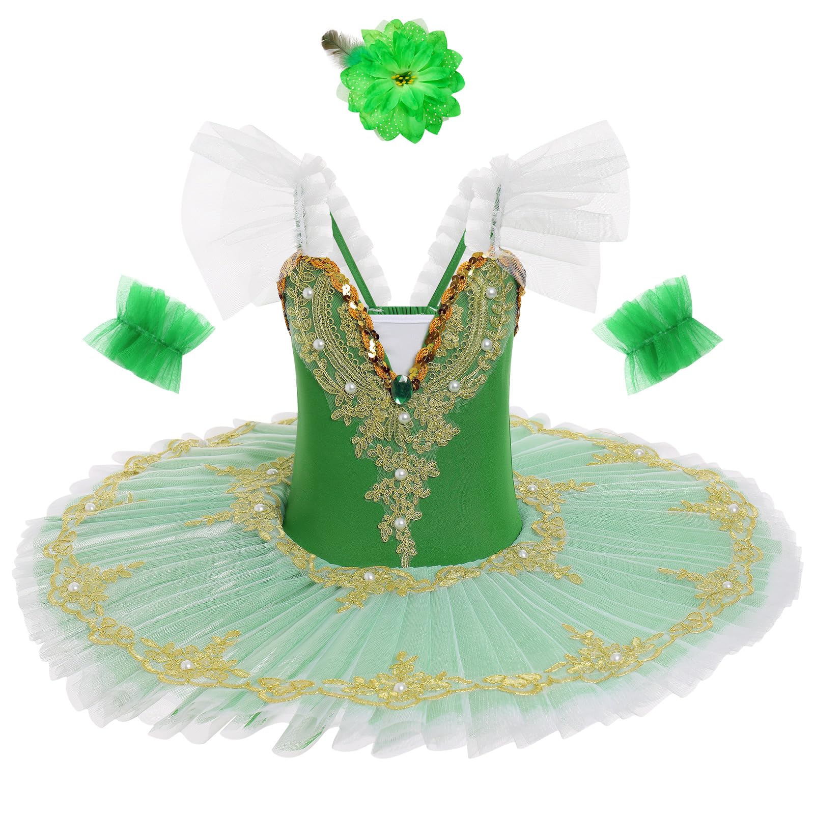 Vêtements de ballet filles 3-16 ans pour la danse : 3 pièces robe de ballet avec bretelles réglables paillettes - robe de danse pour enfants pour ballet, patinage artistique, patinage artistique
