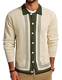 Men‘s Button Down Polo Shirts Striped Knitted Cardigan Sweaters