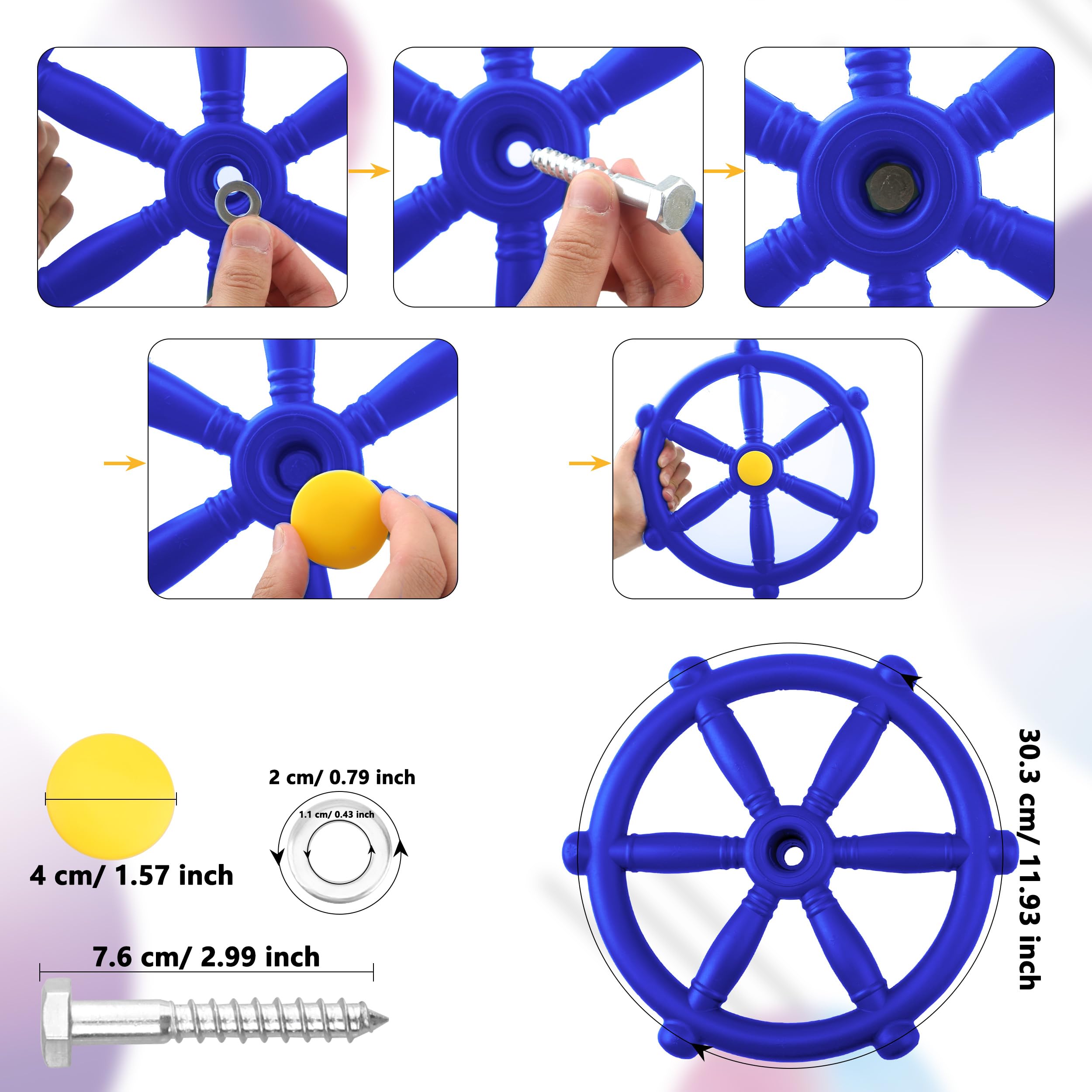 Restroma Playground Steering Wheel Plastic Pirate Ship Wheel Playground Swingset Steering Wheel Playset Accessories for Kids Outdoor Backyard Playhouse Treehouse (1, Blue)