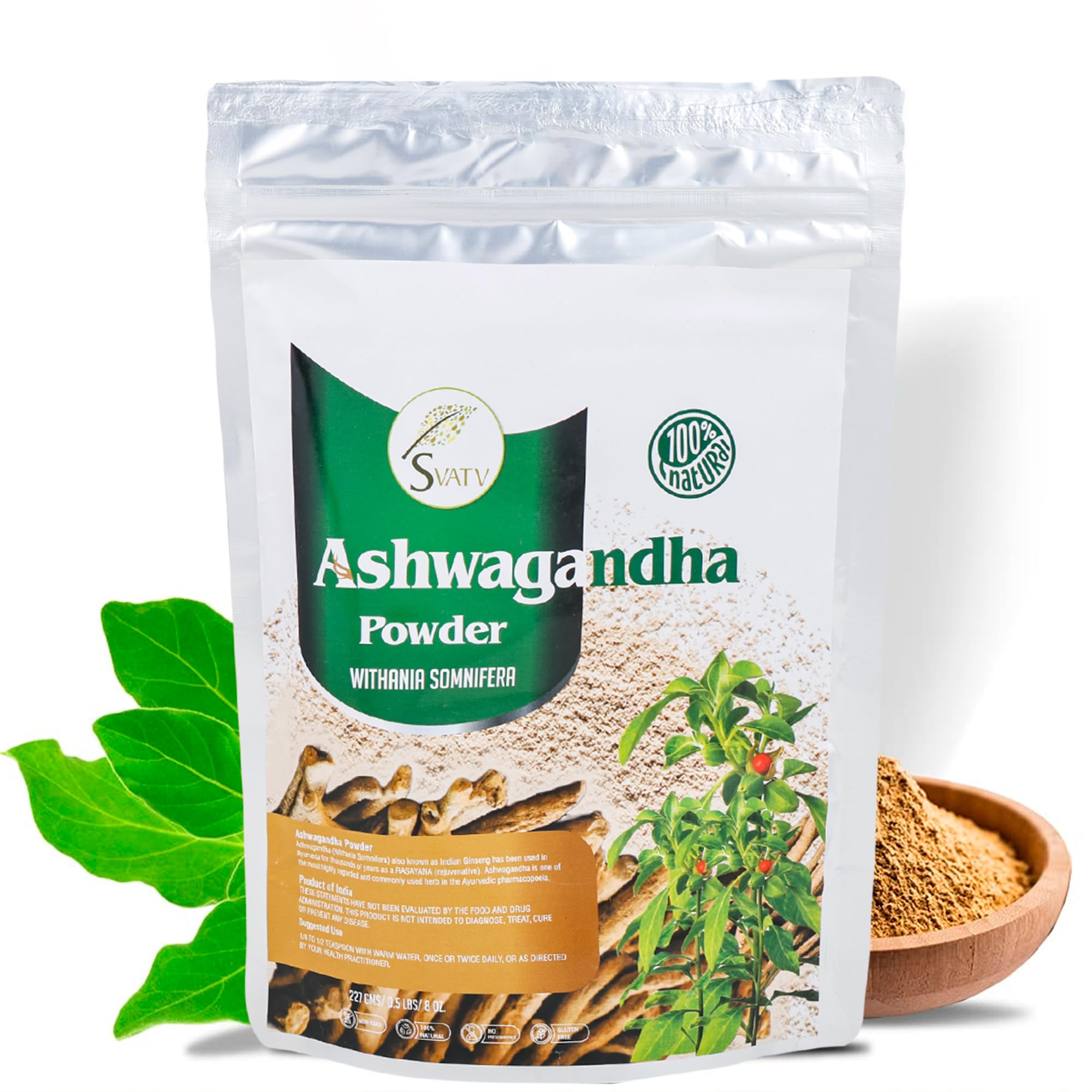 SVATV Ashwagandha Powder | Indian Ginseng | Withania Somnifera | Raw from India | 227g Half Pound