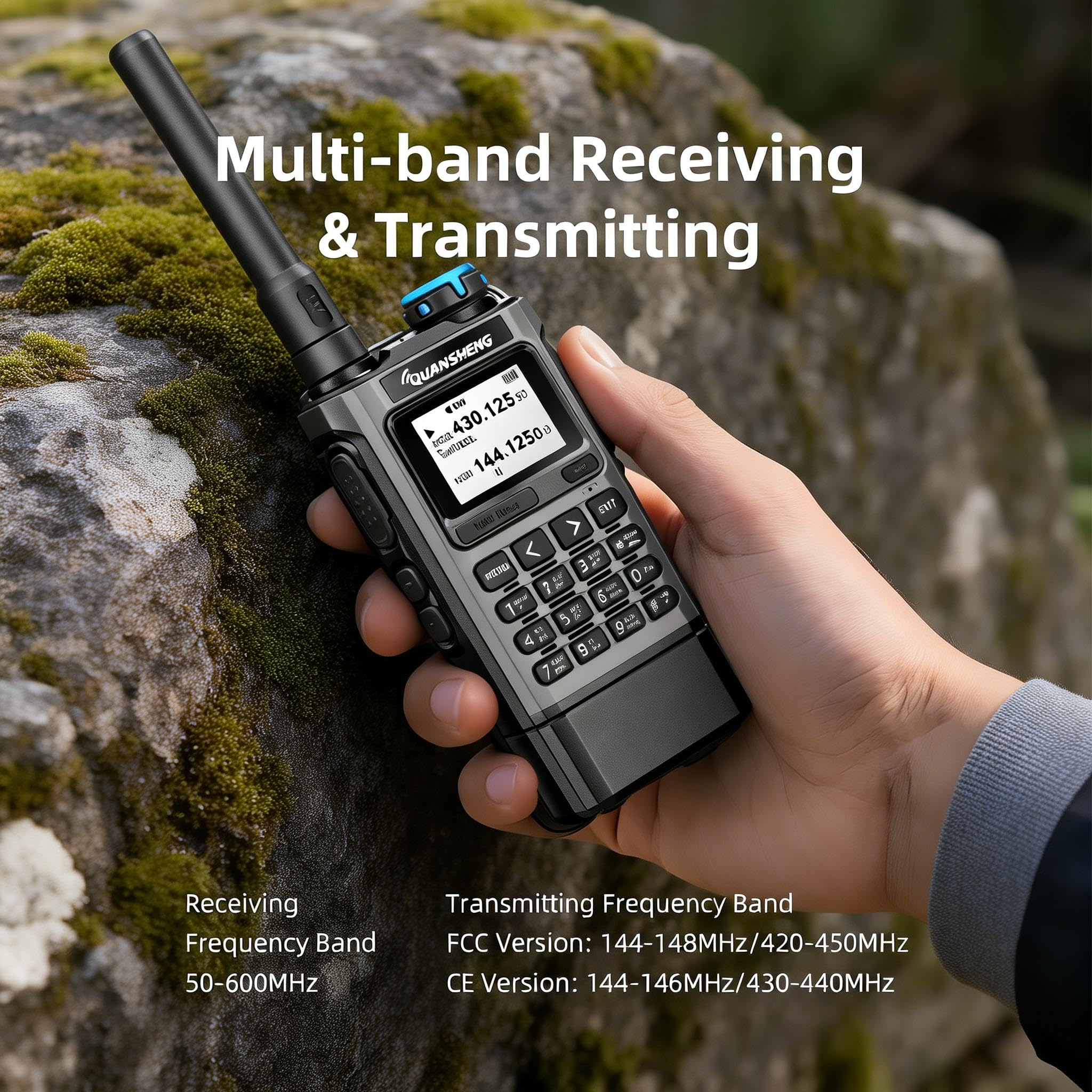 Quansheng UV‑K1 Walkie‑Talkie, 50‑600MHz, Air Band, NOAA, Copia senza fili. | Batteria 2500mAh con ricarica USB‑C, ricezione Air Band AM/FM (108‑136MHz), accordo frequenza in 1 tocco, copia wireless