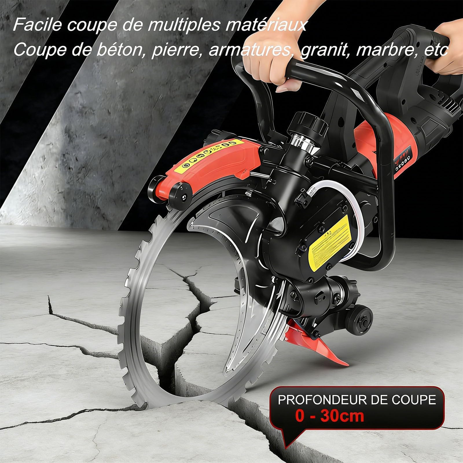 Scie annulaire électrique pour béton | avec Pompe à Eau et Lame de scie | Coupe à Eau Professionnelle | Fonction d'aspiration des poussières | Certifiée CE | Conception Ergonomique 9500W