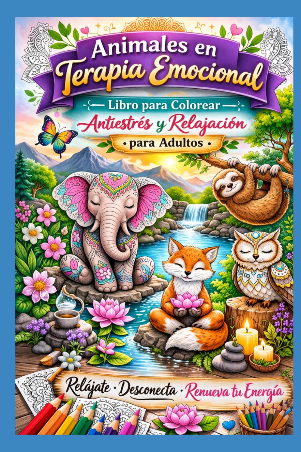 Colorea y Sana: Libro Antiestrés con Mandalas, Animales y Frases para Relajación y Bienestar Emocional