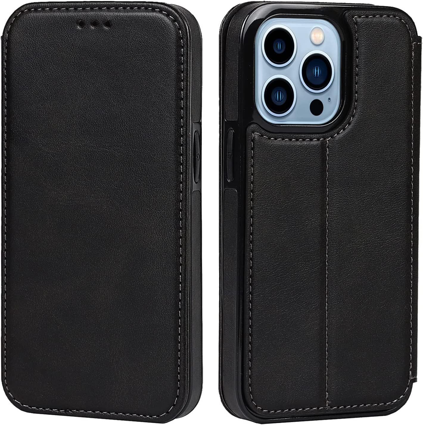 Wallet Case for iPhone 14 Pro Max, PU Leather Folio Flip Phone Case with Credit Card Holder Kickstand TPU Shockproof Interior Cover for iPhone 14 Pro Max (Color : Brown2)