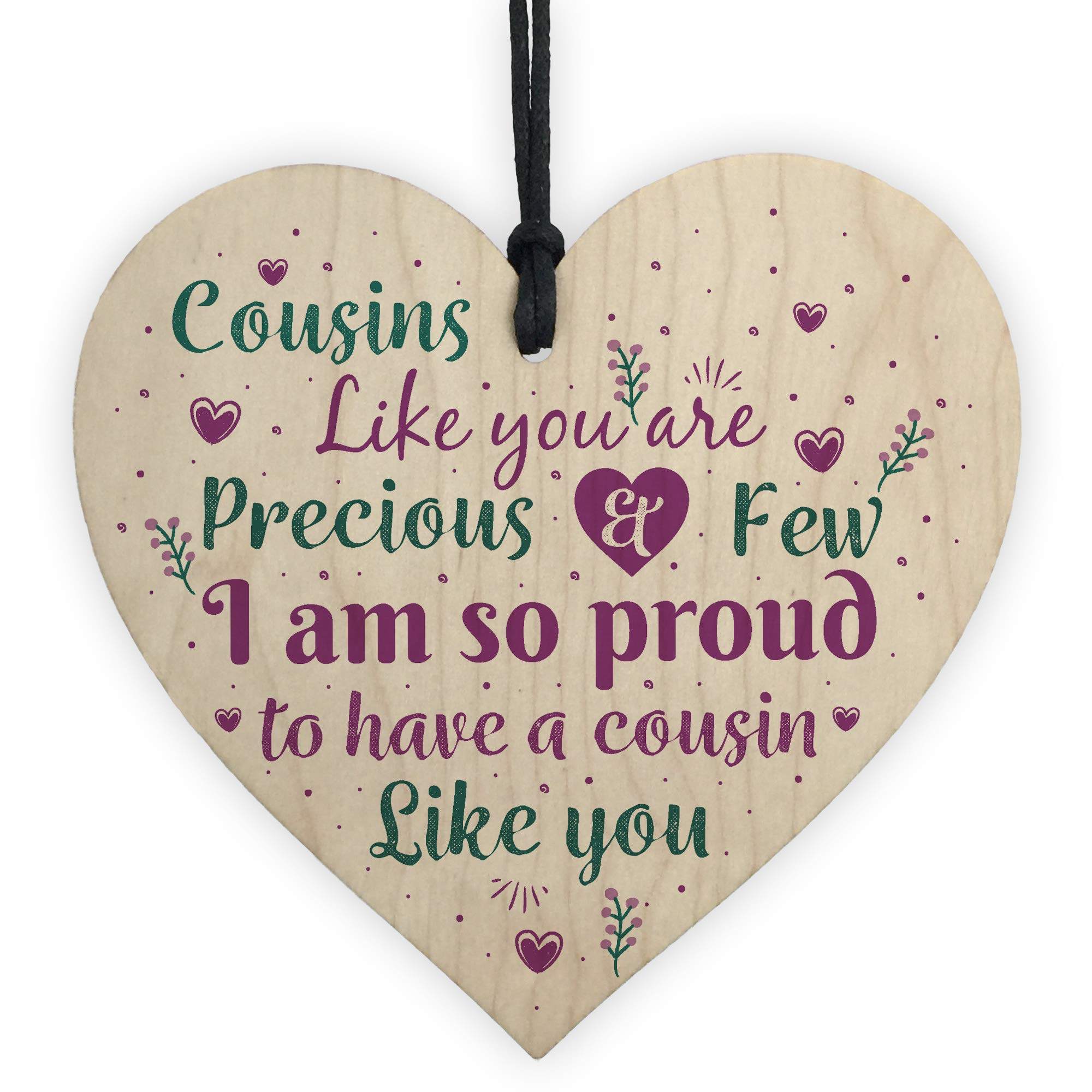 Red Ocean Cousin Gifts Handmade Wood Heart Family Shabby Chic Plaque Birthday Keepsake Thank You Friendship Gift