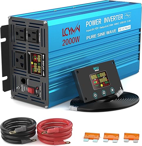 Miniatura 8 de Inversor de 3000 vatios de onda sinusoidal pura CC de 24 V a 110 V120 V CA con 2 salidas de cargador de CA, convertidor solar de coche pico de 6000