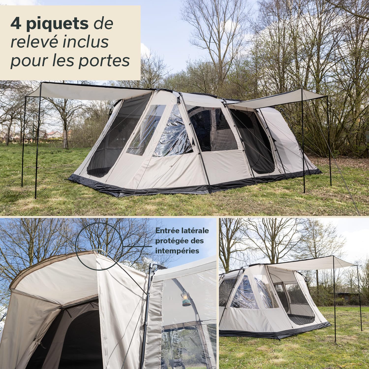 skandika Nordland 4 - Tente familiale Tunnel - 4 Personnes - 580 x 320 cm - Tapis de Sol Cousu