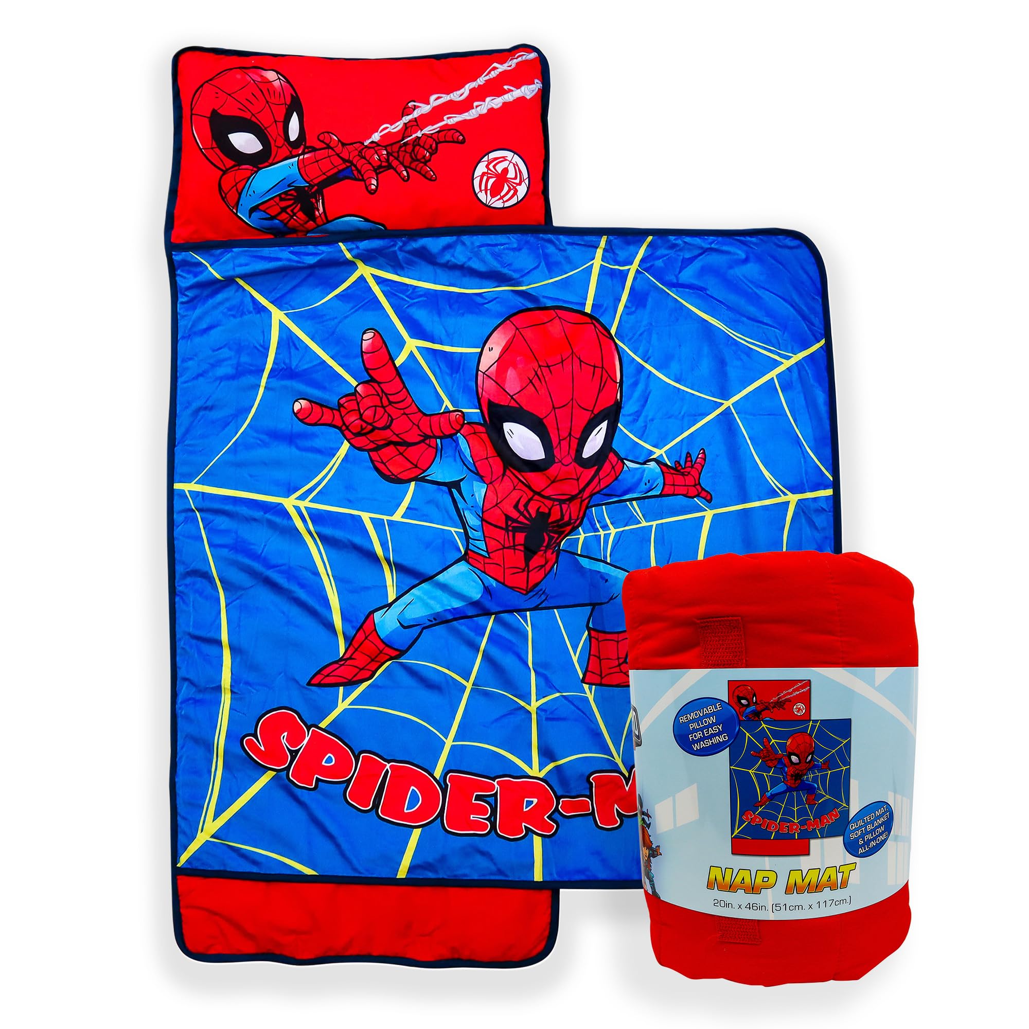 jay franco kids nap mat with embedded pillow amp blanket  soft 4634x2034 microfiber sleeping bag with name tag amp handle for school travel sleepover