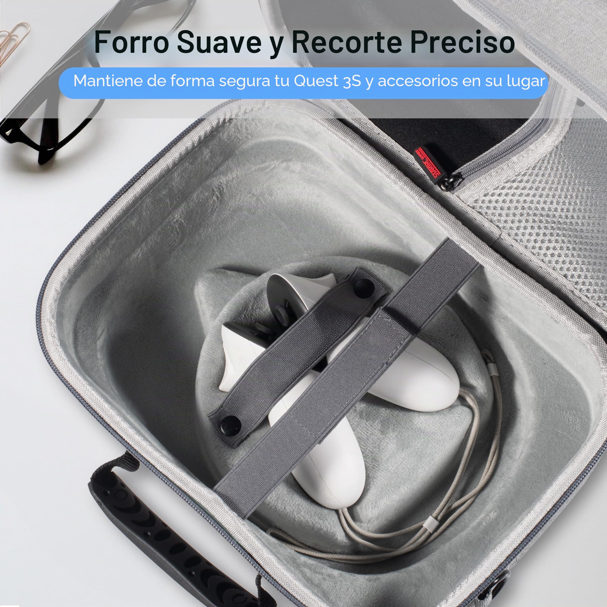 Funda de transporte grande para Meta Quest 3S, funda de viaje rígida mejorada compatible con BOBOVR S3 Pro/Kiwi Design, correa para la cabeza de batería y otros accesorios