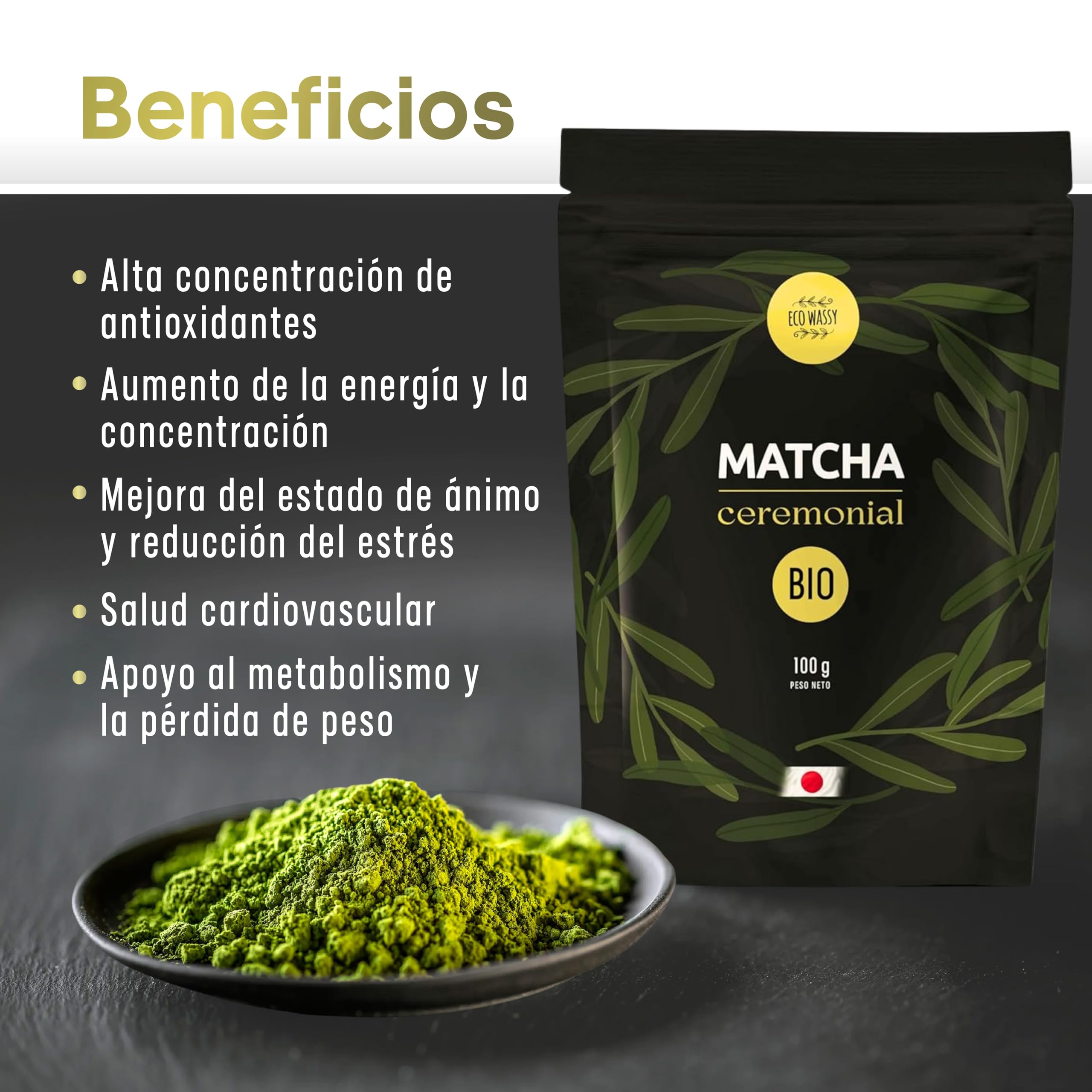 Té Matcha BIO Japonés [Certificado] Grado CEREMONIAL. 100% Natural. 100Gr De Té Verde Matcha Reductor, Potente Détox Y Antioxidante. Puro Matcha Orgánico De Cultivo. (100g)