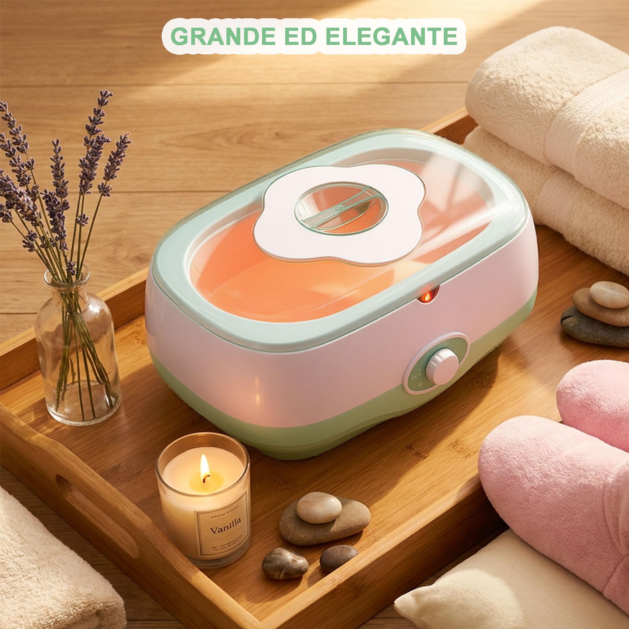 Bagno di paraffina per mani e piedi, apparecchio 5000 ml con 4×450 g cera di paraffina bio, accessori inclusi, trattamento professionale per pelle secca e ruvida