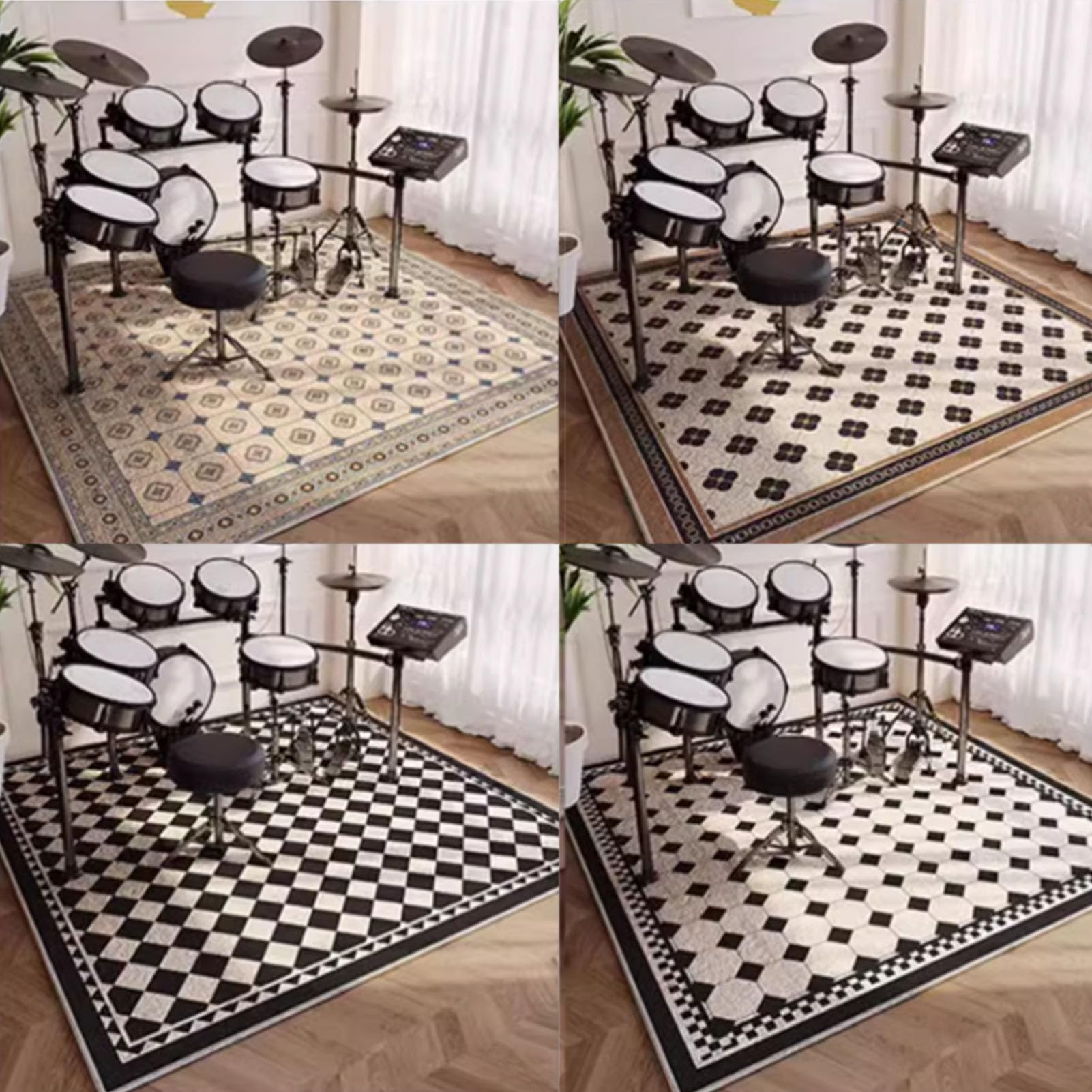 Mata na baterie, dźwiękoszczelna mata bębnowa, instrumenty muzyczne mata podłogowa 170 x 140 cm, mata ochronna, akcesoria perkusyjne, wykładzina antypoślizgowa