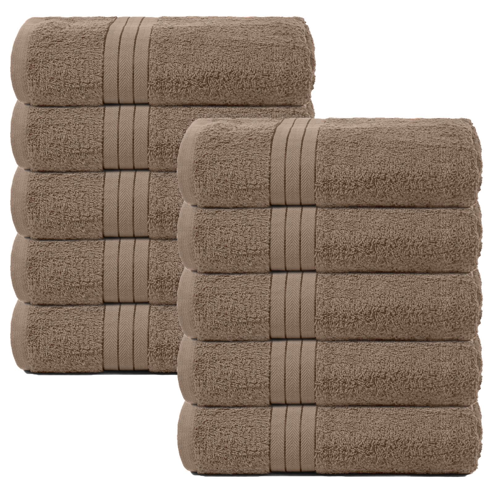 Brentfords Bath Towels Light Brown, 100% Cotton Ultra Soft Feel Extra Large Bath Towels High Absorbency Bath Sheets Homeware Essentials Towel Set, 10 Piece