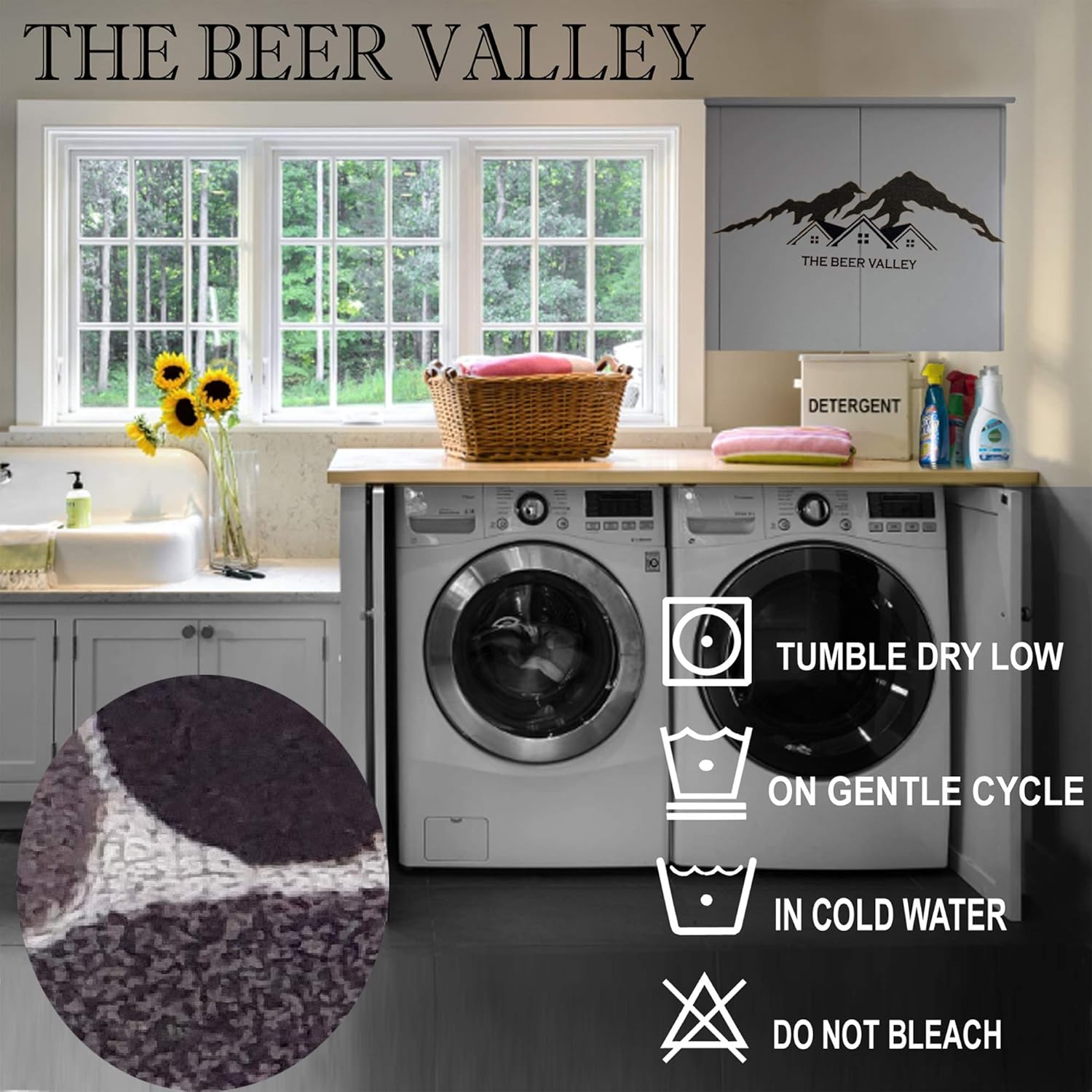 Cotton Peble Stone Bath Runner Rug 2x5 Feet - Beige Brown, Non Slip Absorbend Quick Dry Bath Runners Ideal for Bathroom, Kitchen, Laundry Room | Washable Large Spa Floor Mat for Indoor Use