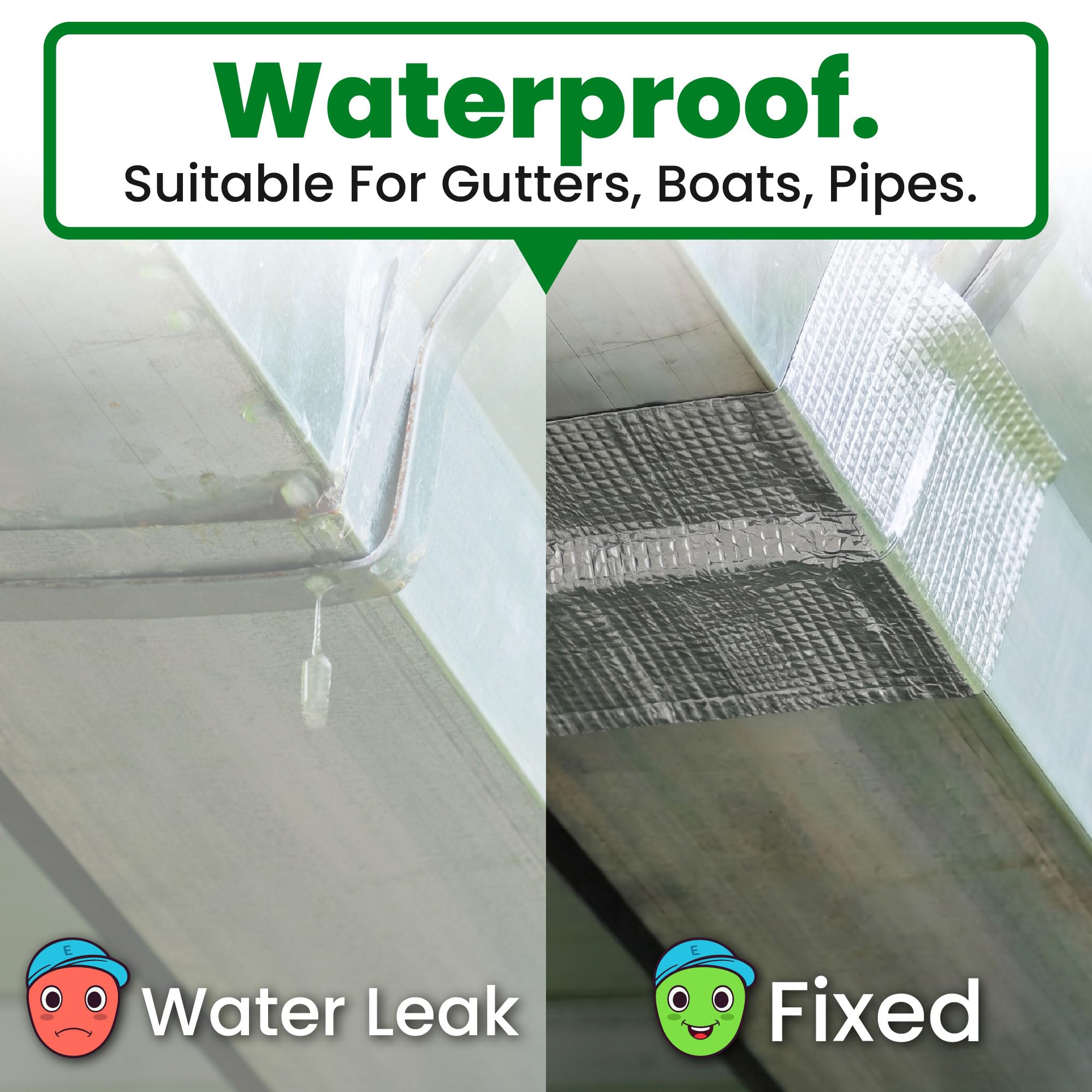 ECOHomes Cinta de butilo de aluminio, cinta de aluminio impermeable para fugas (20 pulgadas de ancho) | Cinta de sellado de butilo para techos, reparación de canalones, agujeros de canalón, tuberías