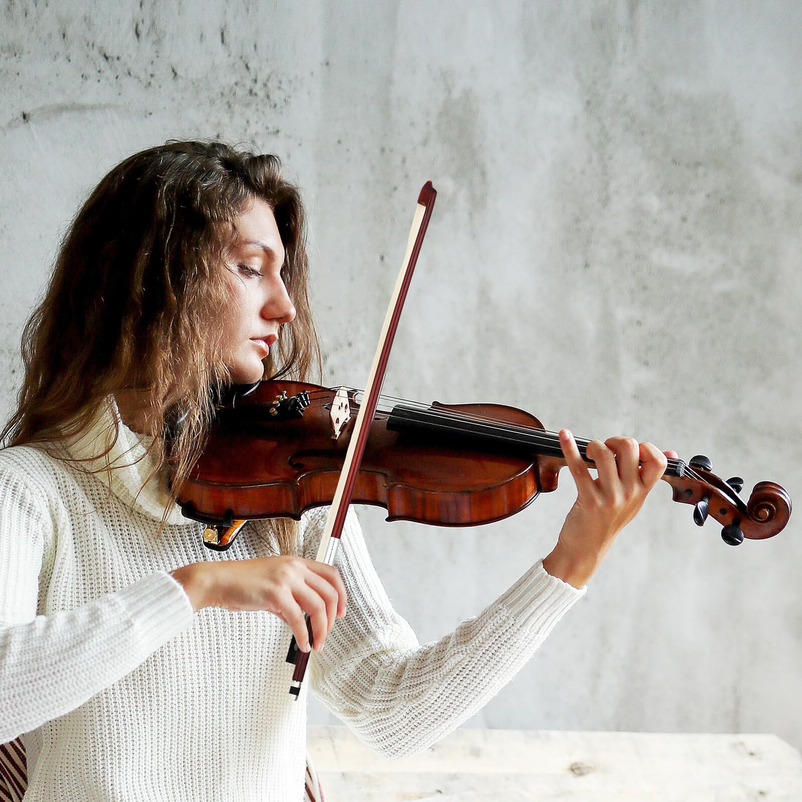 Archetto per Violino in Crine di Cavallo 1/16 1/10, Legno Bilanciato per Esercizi Musicali, Accessorio per Principianti e Studenti, Strumento per Studio e Pratica, Suono Pieno