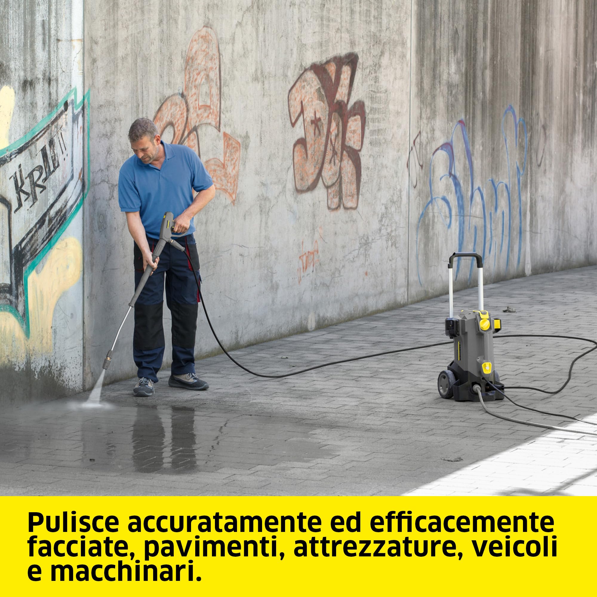Kärcher idropulitrice ad acqua fredda HD 5/15 C Plus + FR Classic, pressione di lavoro: 150 bar, portata: 500 l/h, peso: 27,8 kg, tubo: 10 m, pistola EASY!Force, ugello rotante, lavasuperfici