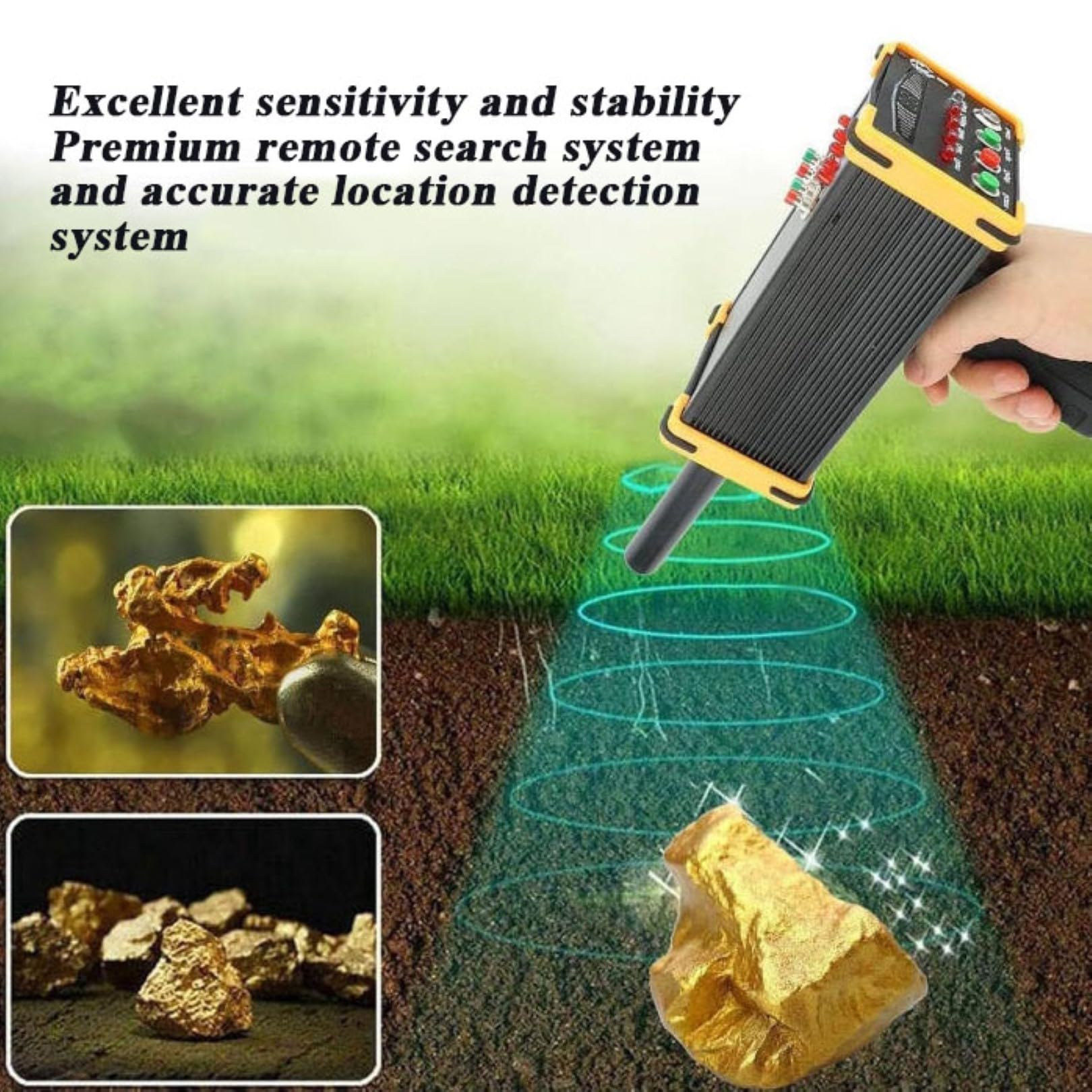 Detector de metales subterráneo de largo alcance con búsqueda de 100 m y profundidad de 15 m, pantalla LCD HD, escáner recargable de alta precisión para oro, plata, cobre