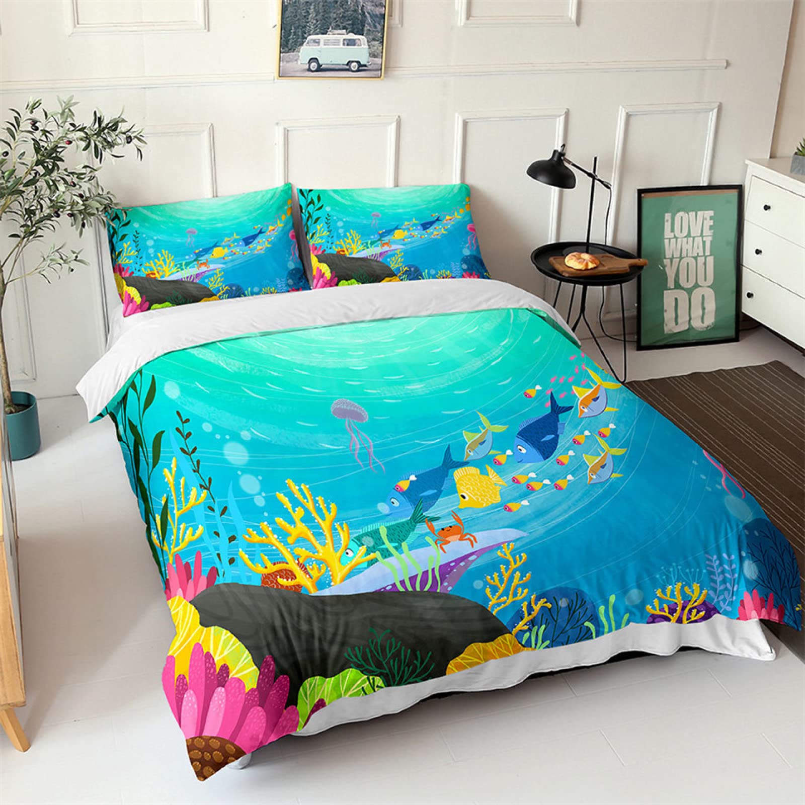 Housse de couette 220x240 poisson pour chambre adulte
