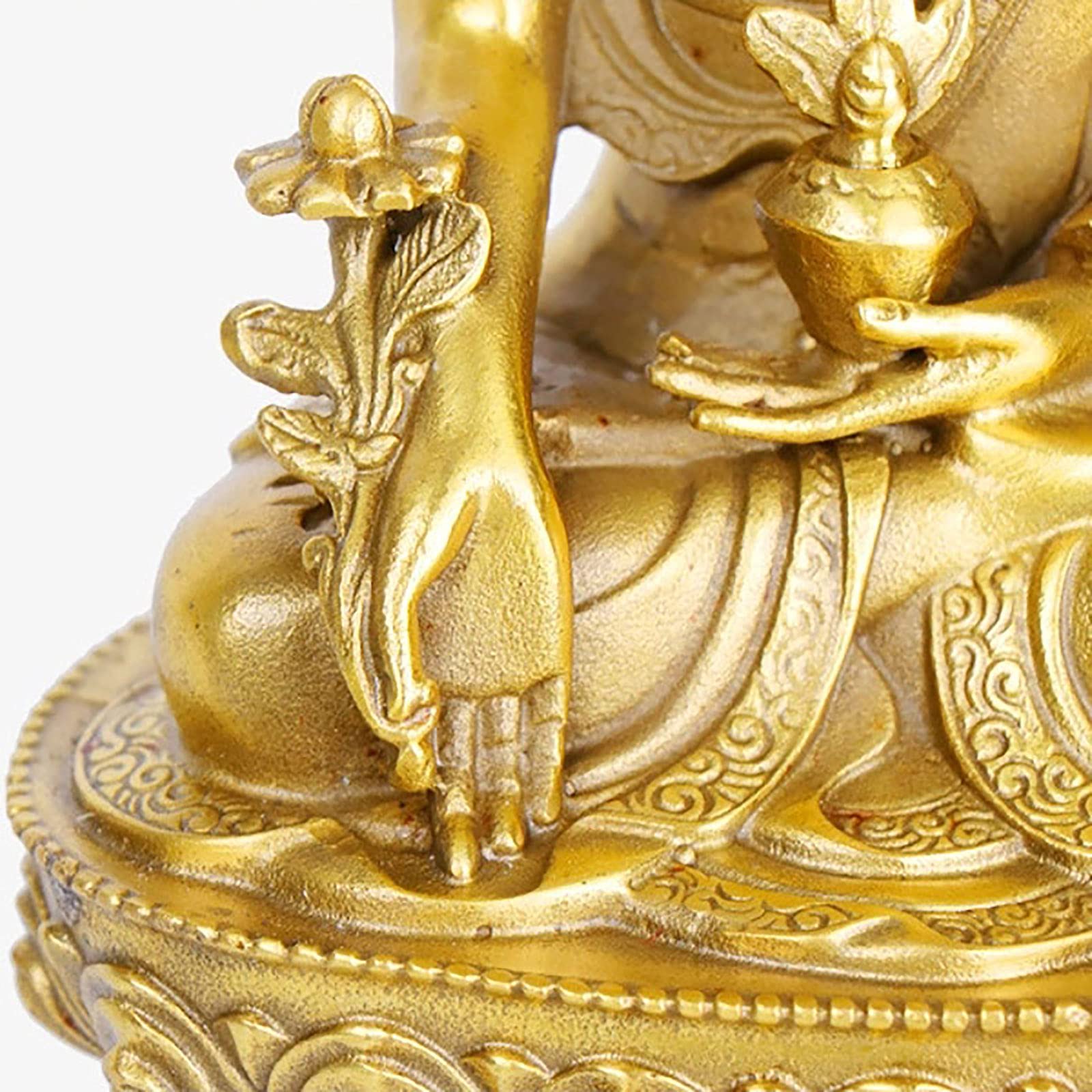 Estatua De Buda De Oro,Decoración Espiritual De La Sala De Estar,Estatua De Buda De La Medicina,Decoració,Yoga Zen Decoración,Decoración De La Meditación,Coleccionables Y Figuritas-Un 13.2x10x20cm(5x4