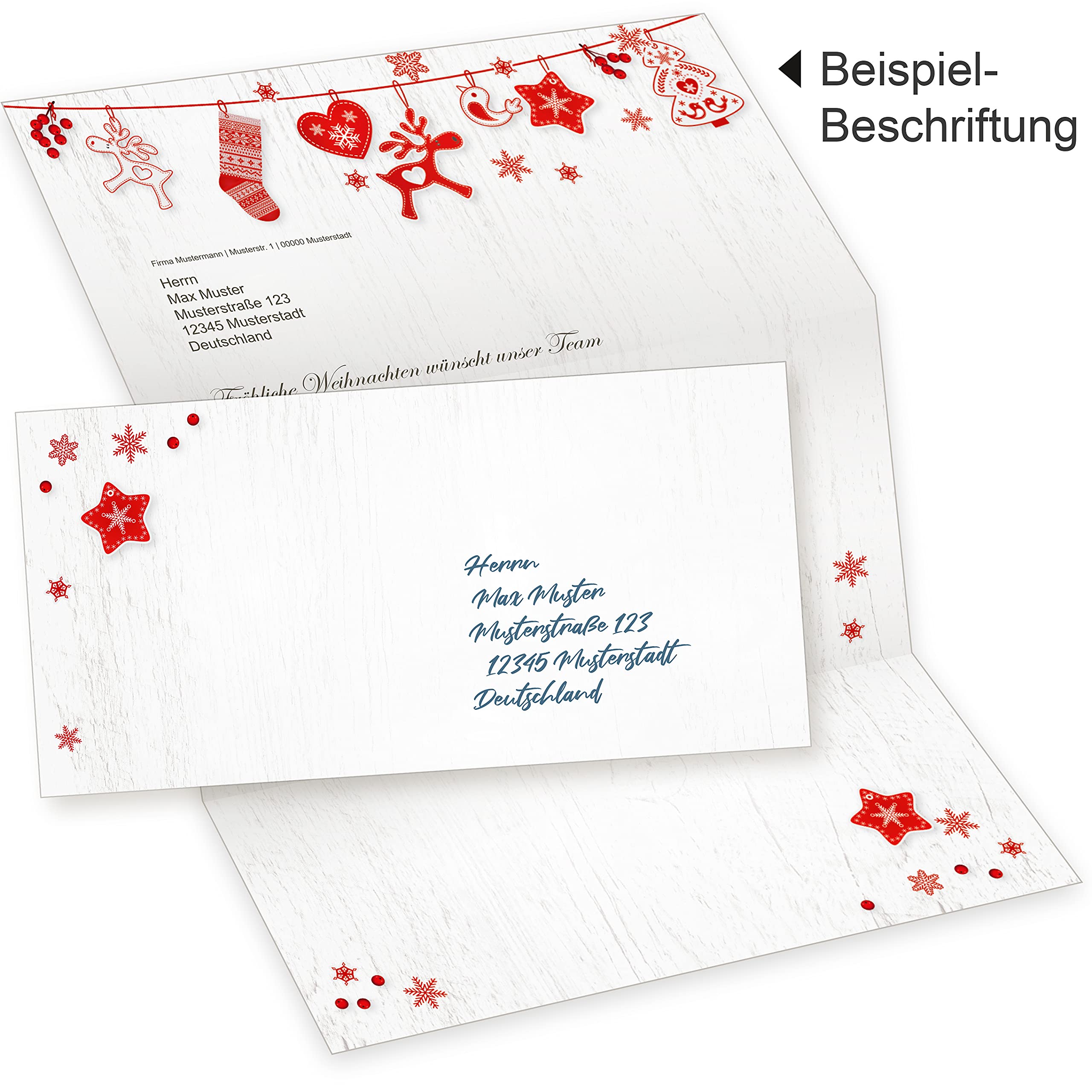 Julfest 250 Sets Weihnachtsbriefpapier mit Umschlag ohne Fenster Weihnachtspapier A4 Briefpapier Weihnachten nordisch schwedisch
