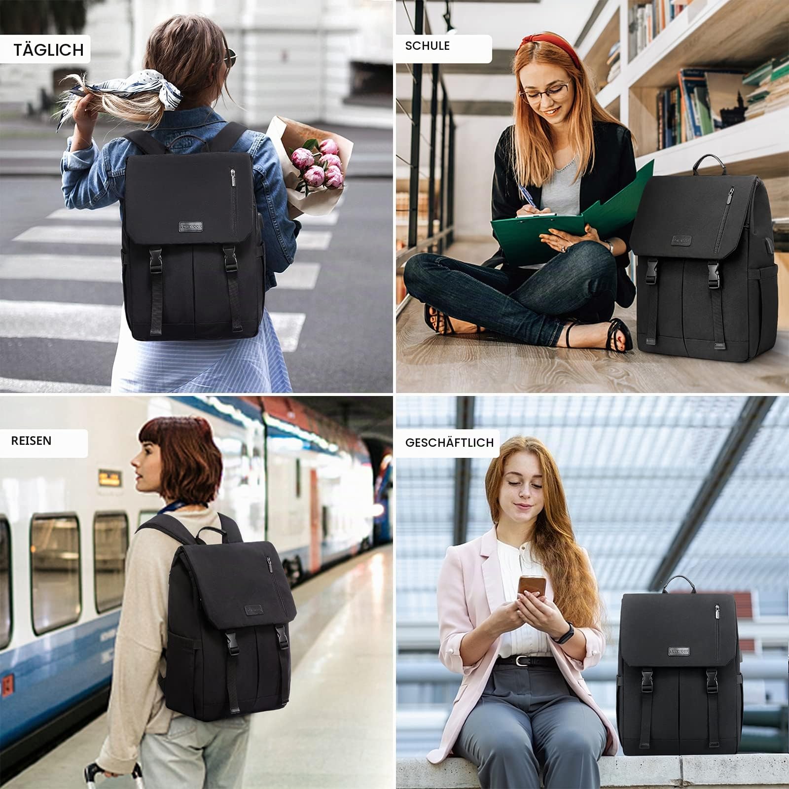 LOVEVOOK Laptop Rucksack Damen Herren Groß 17.3 Zoll Rucksack Wasserdicht Schulrucksack Teenager Mädchen Schulranzen Jungen Backpack Women Casual Daypacks für Uni Schule Reise Business