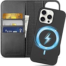 Shieldon Etui pour iphone 15 Pro Max 5G, Coque Amovible 2 en 1 Etui Portefeuille en Cuir Véritable [RFID Blocage] Anti-Choc Housse Magnetique pour iphone 15 Pro Max (6,7 Pouces 2023) - Noir Amovible