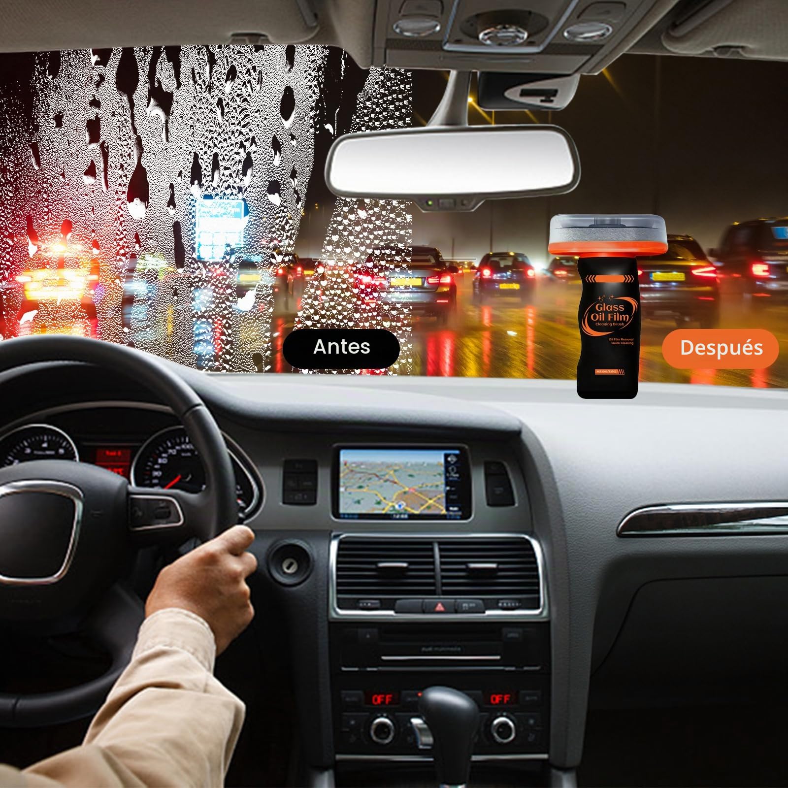 Q4 Glass Guard Limpiador De Película Grasa Para Luneta De Coche 100 Ml – Limpiador De Película Aceitosa Para Vidrio Con Cepillo, Limpiadors Emulsión Para Lunas De Coche, Ventanas, Espejos