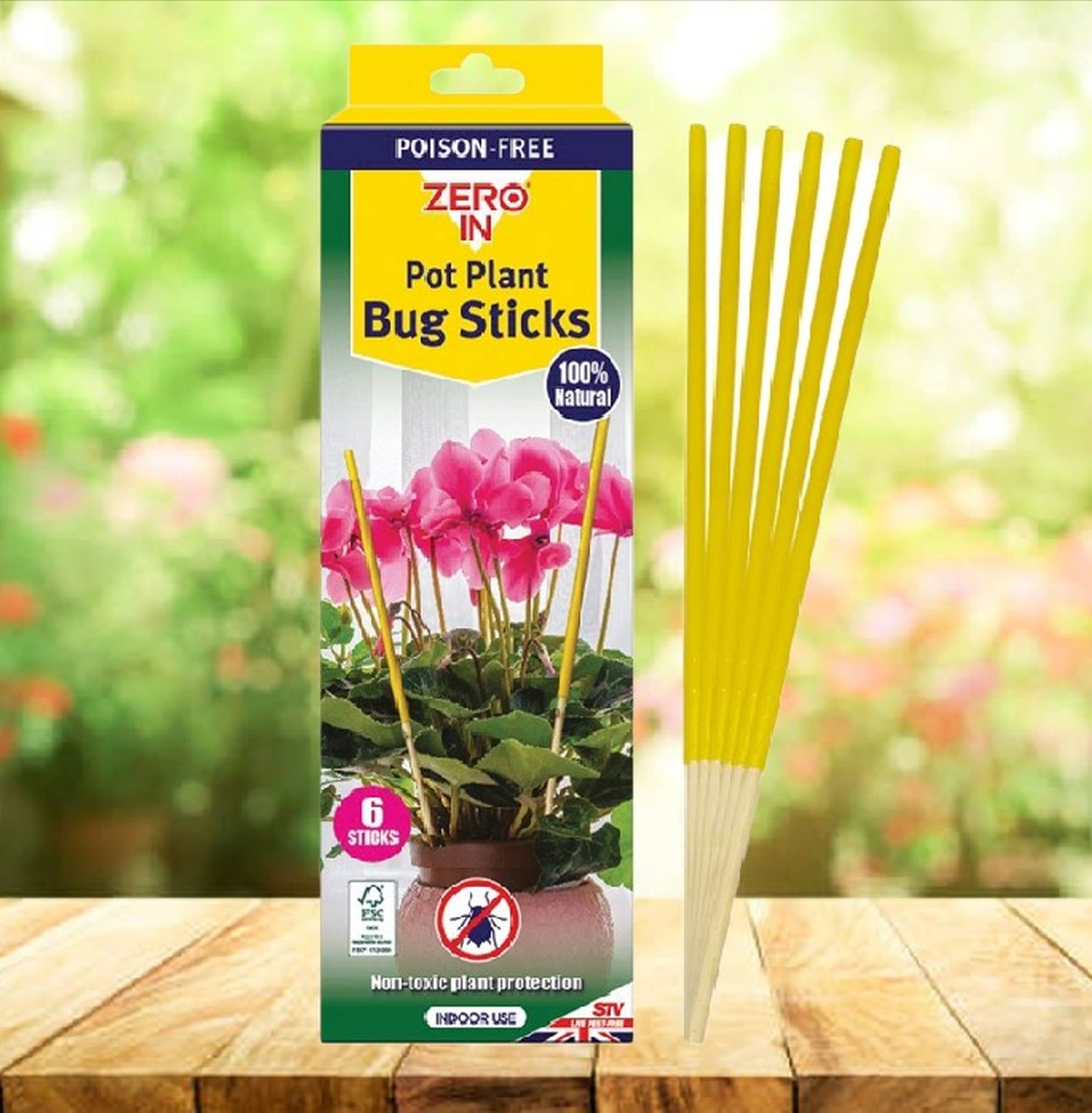 ZeroIn Pot Plant Bug Sticky Traps Indoor Plant Insect Control Non Toxic 6 Sticks