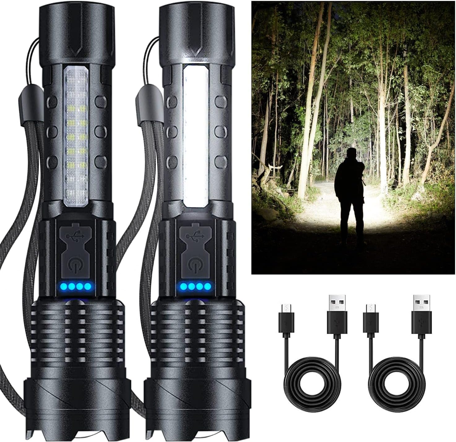 PeakPlus Rechargeable Flashlights for Home Outdoor [2 Pack] Flashlights