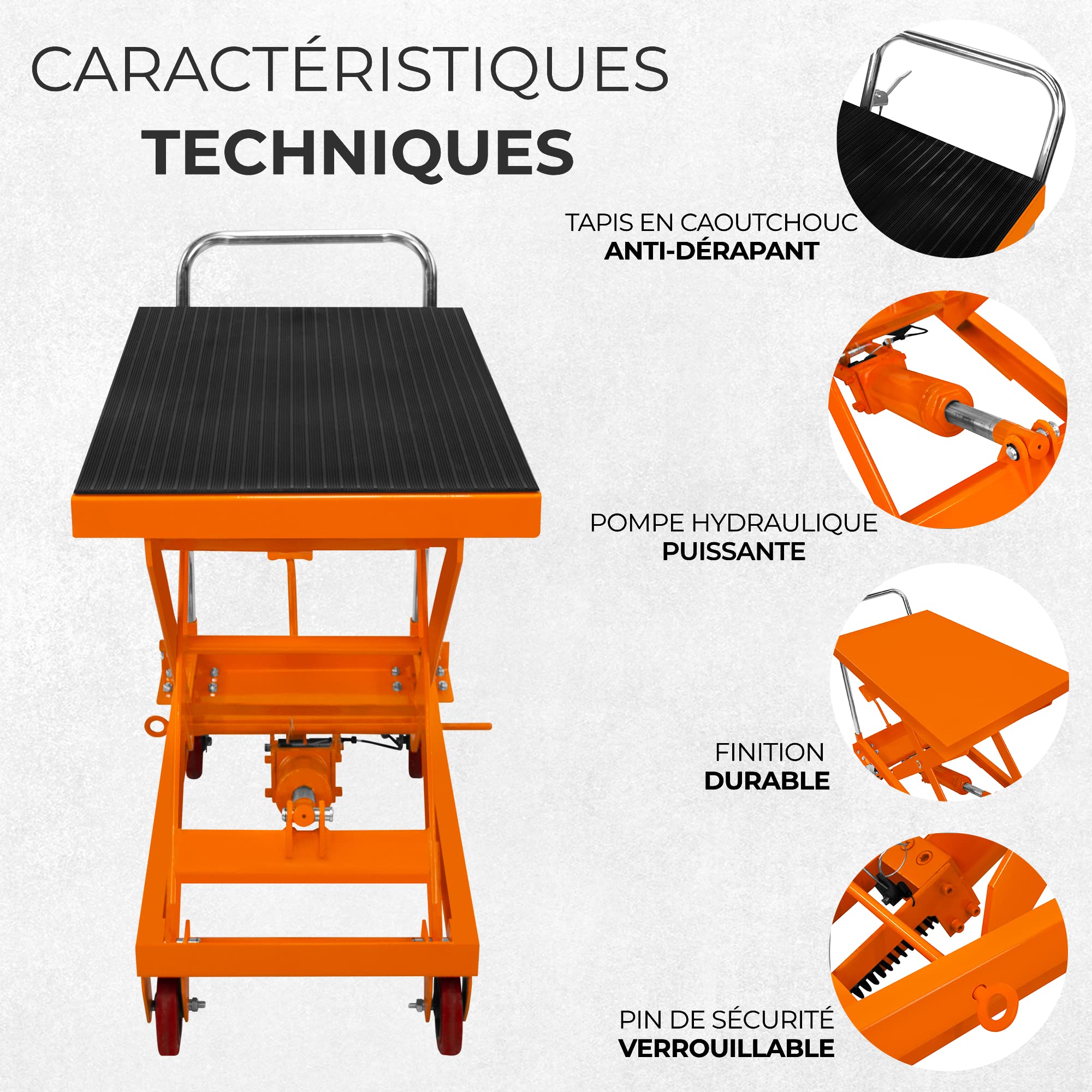 Table élévatrice Chariot de Manutention Elévateur Jusqu'à 500KG Hauteur 29 à 78 cm - 4 Roues & Freins Arrières Tapis Antidérapant 100% Sécurité - Transporter Vos Objets Atelier Usine Entrepot Garage