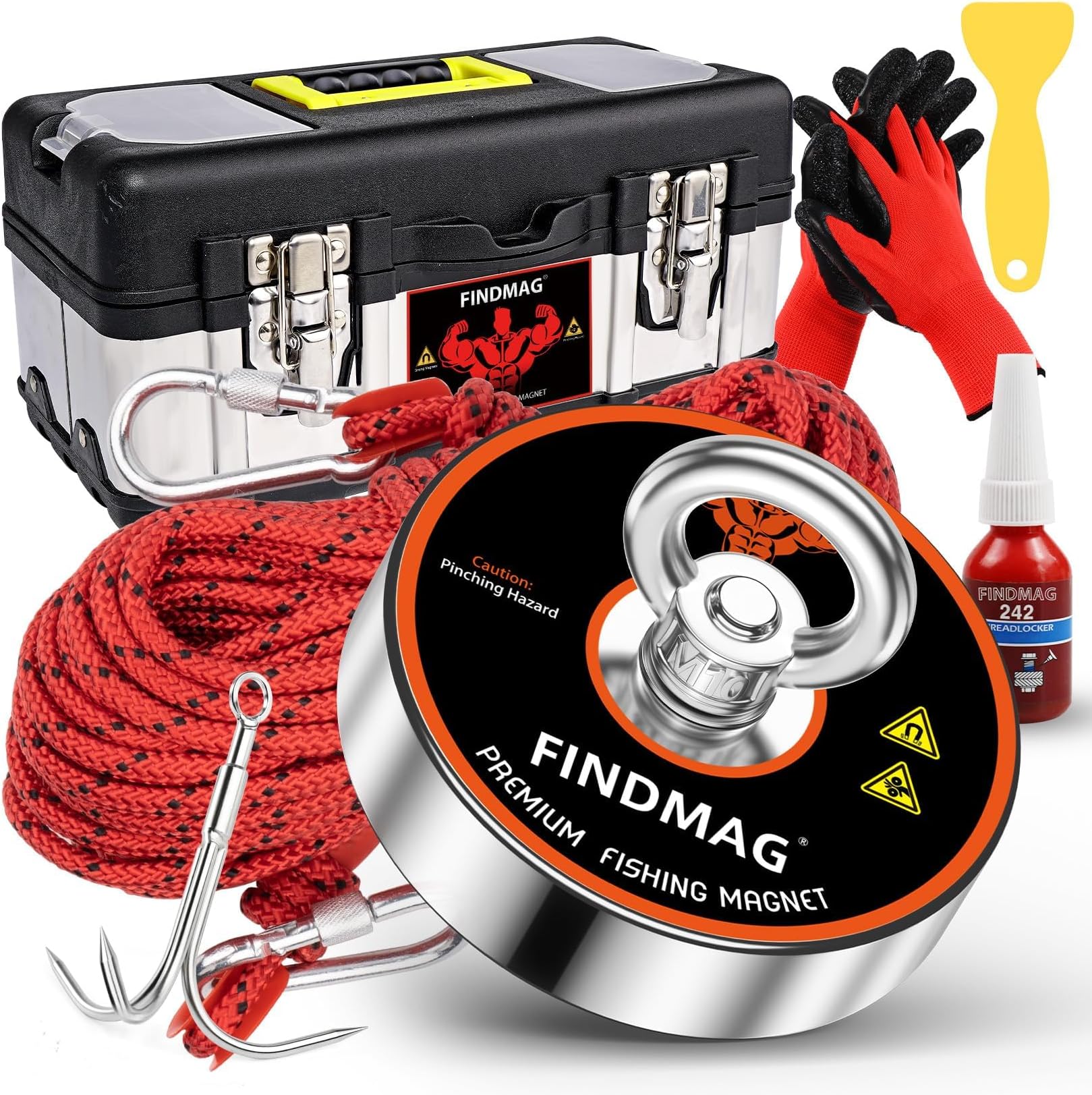 FINDMAG 1000 LBS Fishing Magnets Heavy Duty, 3.54 Inch Magnet Fishing Kit