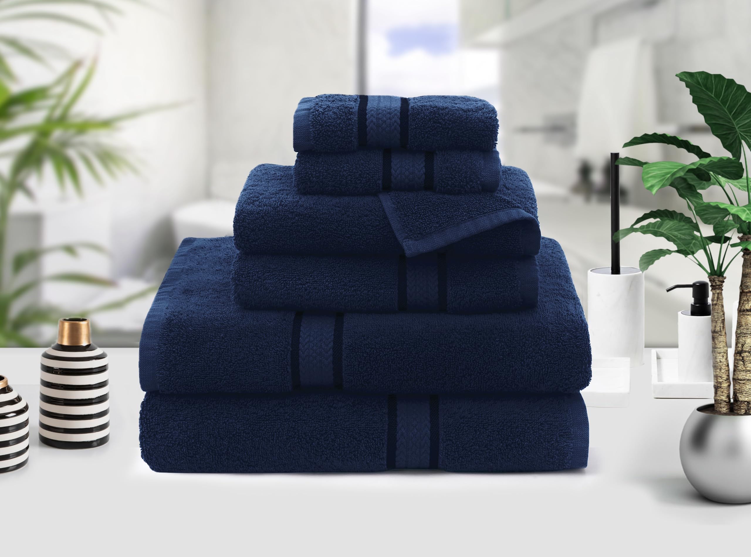 COTTON CRAFT Ultra Soft Navy Towel Set - 6 Piece -2