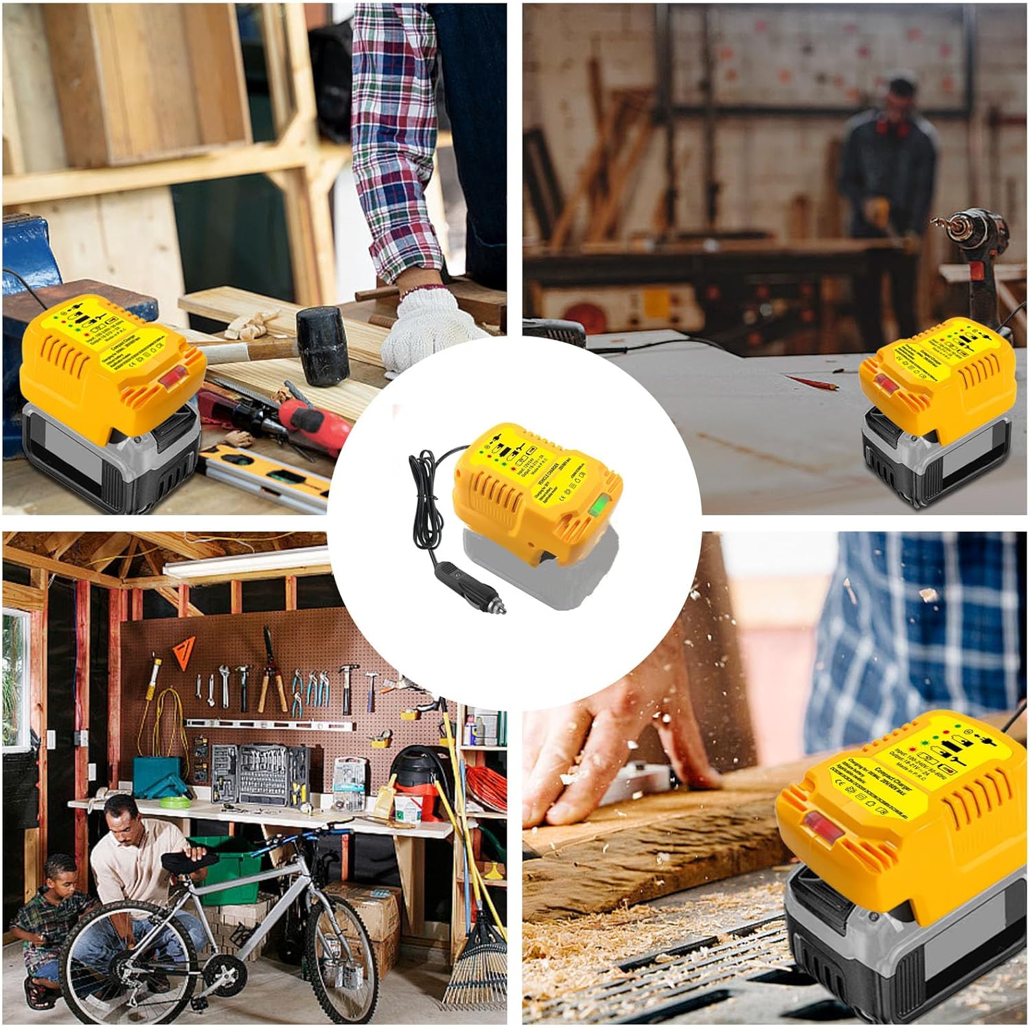 for Dewalt 20V/60V Lithium Battery Charger Replacement, Mini Car Adapter for Dewalt 20V/60V Lithium Battery with Cigarette Lighter Plug Vehicle Charger