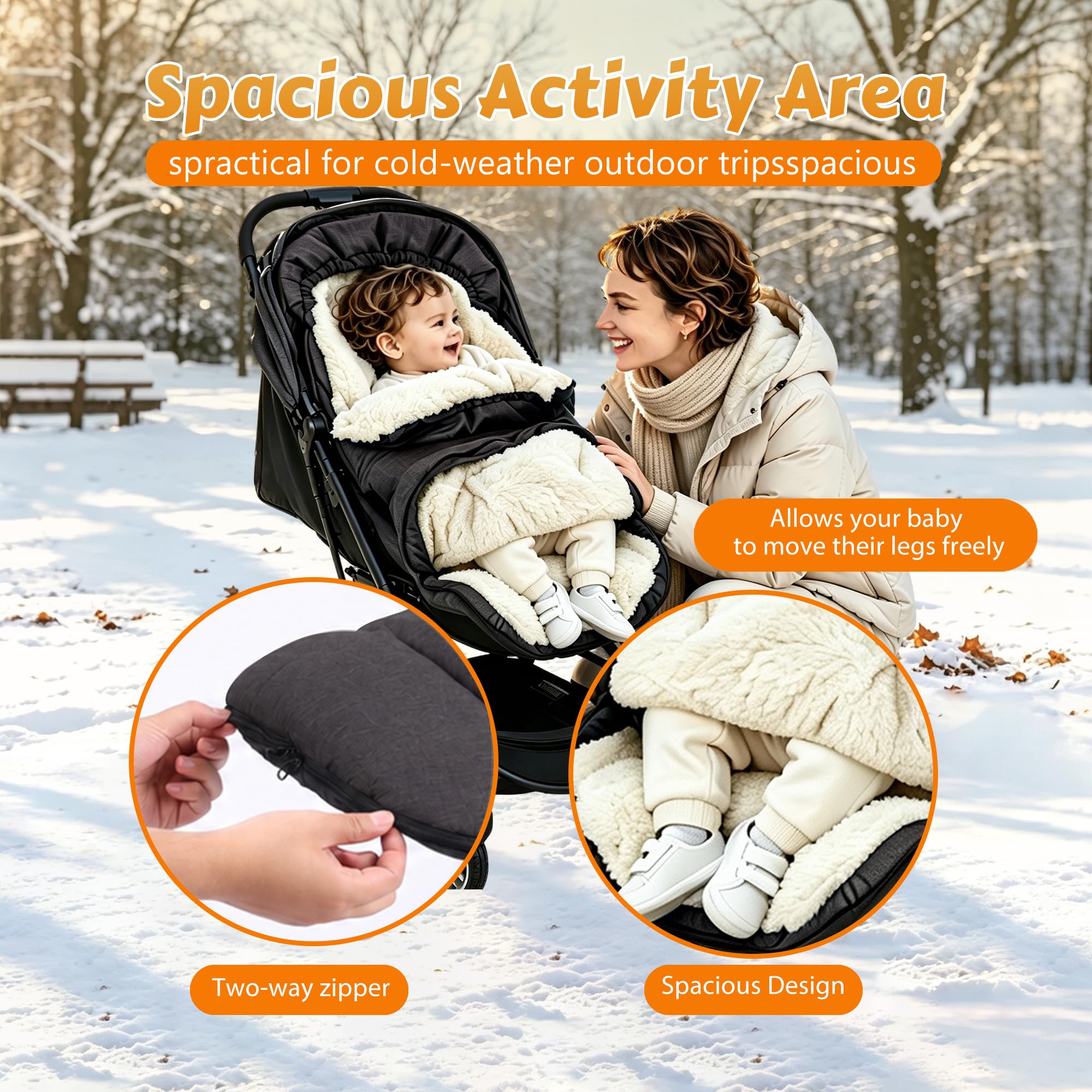 auvstar Chancelière Poussette Universelle | Détachable Chanceliere Bebe Poussettes Chaud,Chanceliere Buggy Hiver Confortable avec Plupart Landau